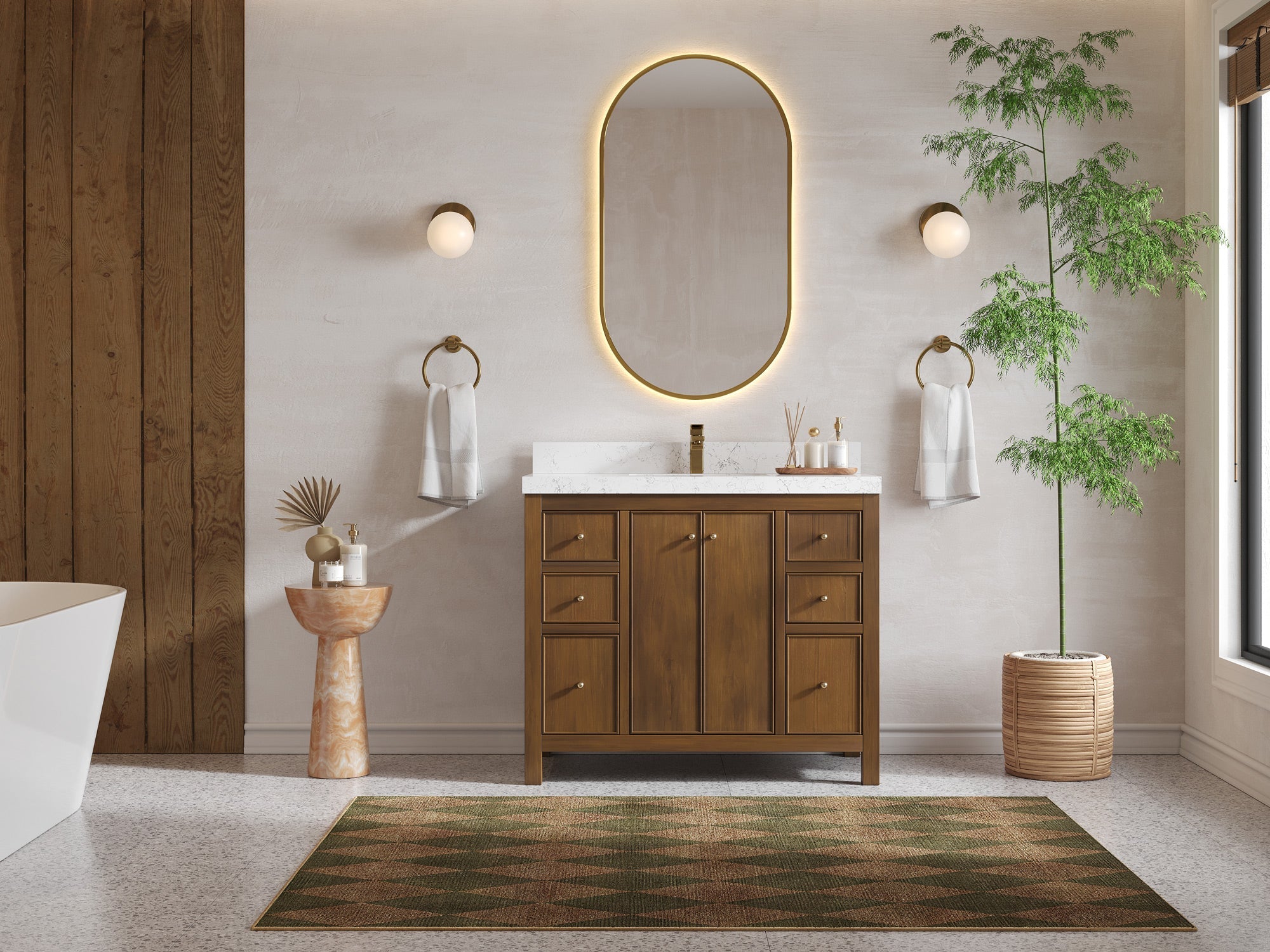 Chicago Teak 42 in. W x 22 in. D Single Sink Bathroom Vanity - Willow Bath and Vanity