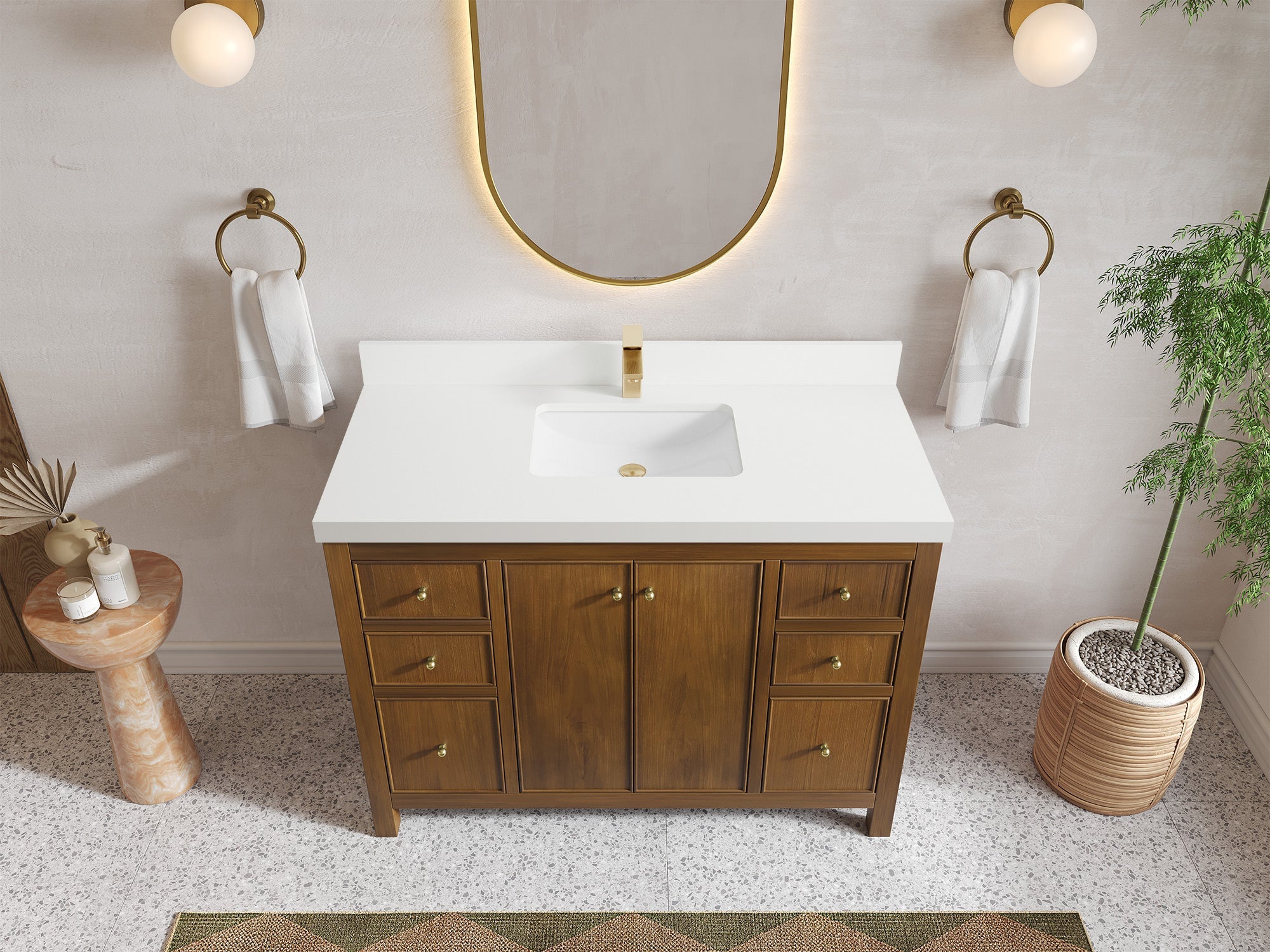 Chicago Teak 48 in. W x 22 in. D Single Sink Bathroom Vanity - Willow Bath and Vanity