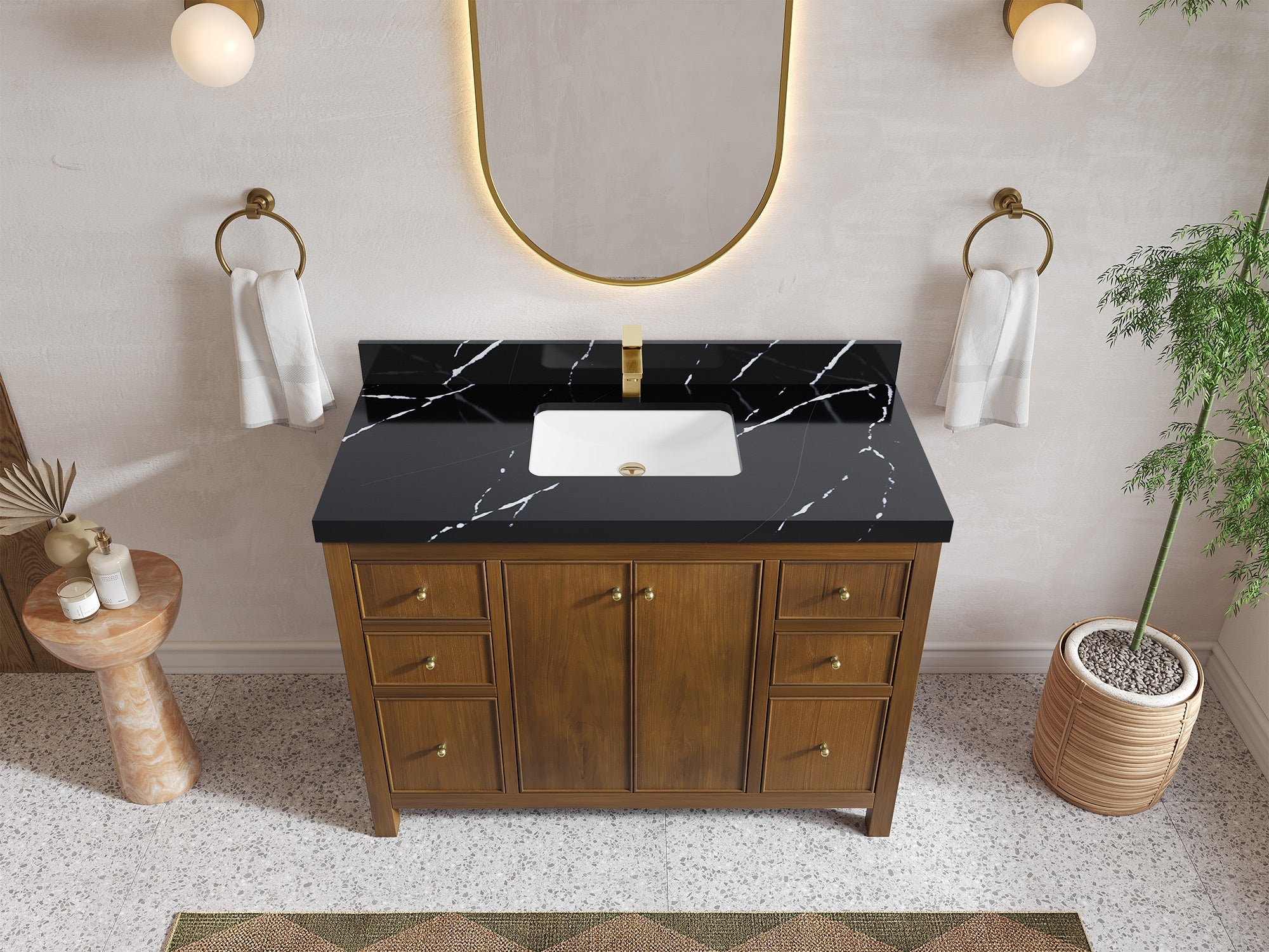 Chicago Teak 48 in. W x 22 in. D Single Sink Bathroom Vanity - Willow Bath and Vanity