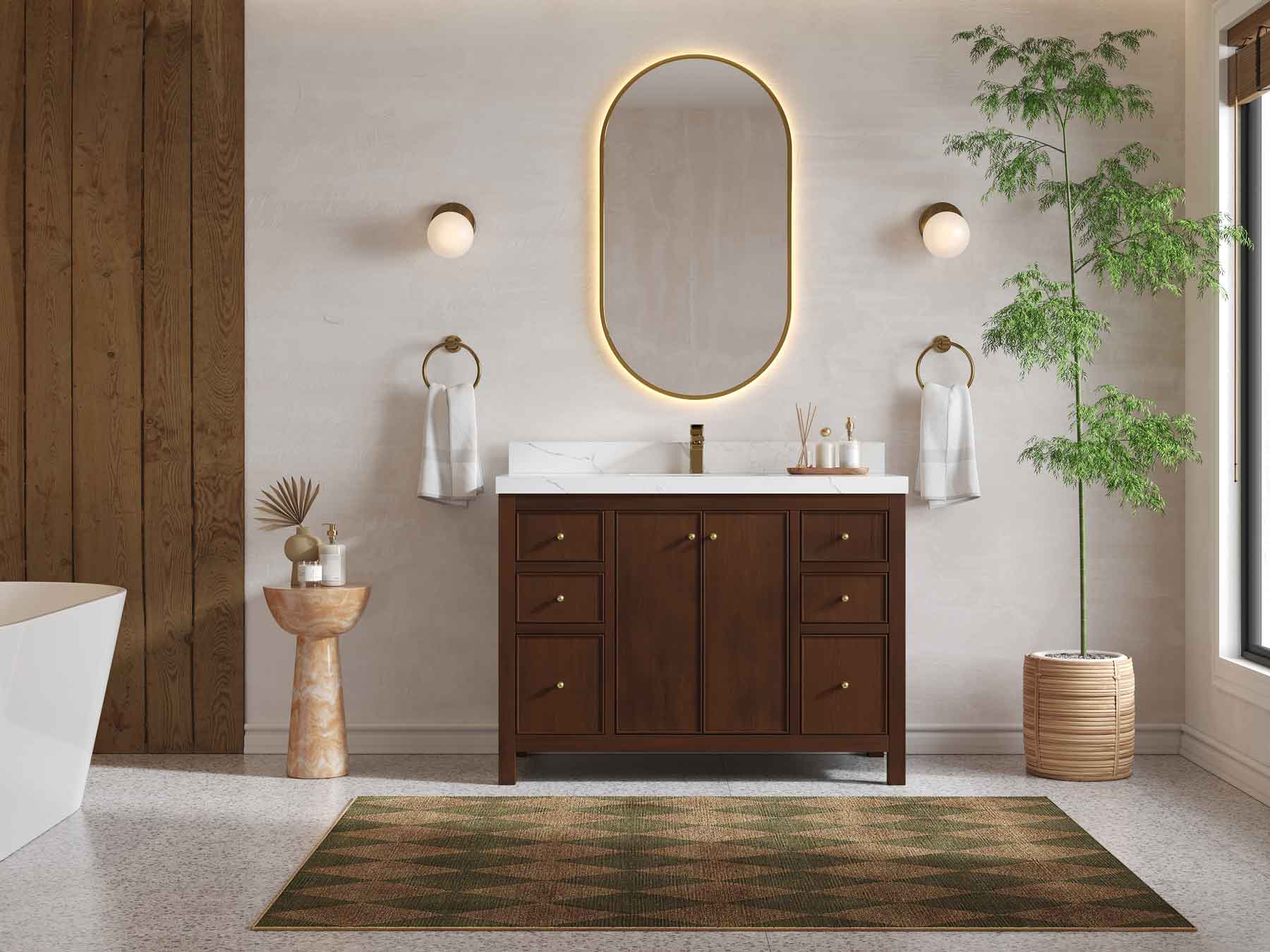 Chicago Teak 48 in. W x 22 in. D Single Sink Bathroom Vanity - Willow Bath and Vanity