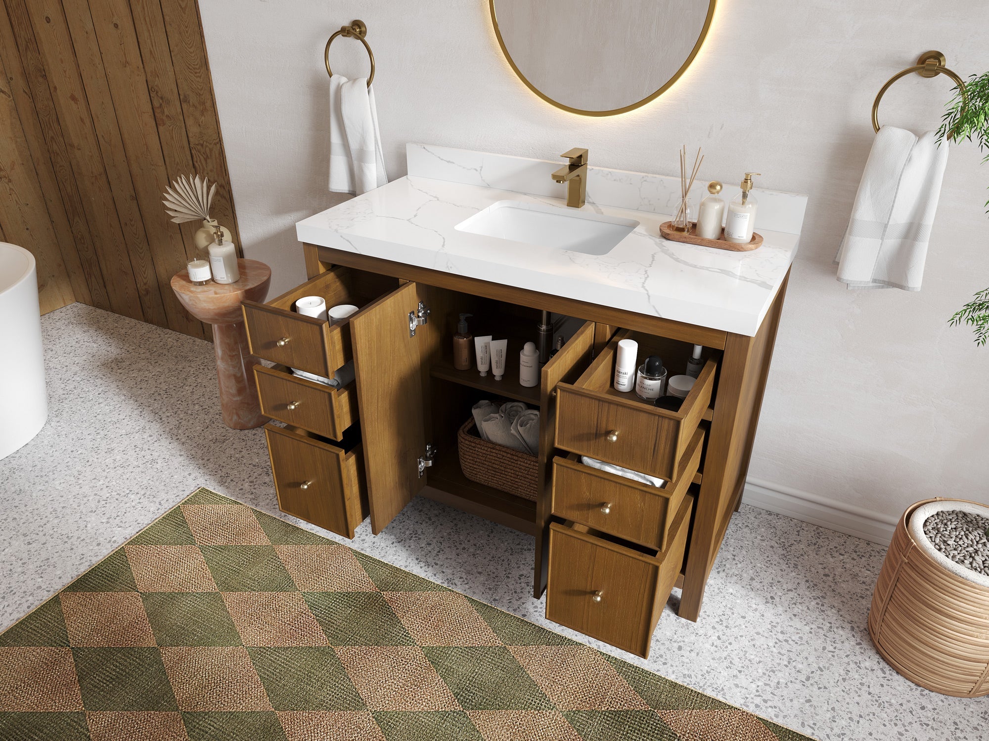 Chicago Teak 48 in. W x 22 in. D Single Sink Bathroom Vanity - Willow Bath and Vanity