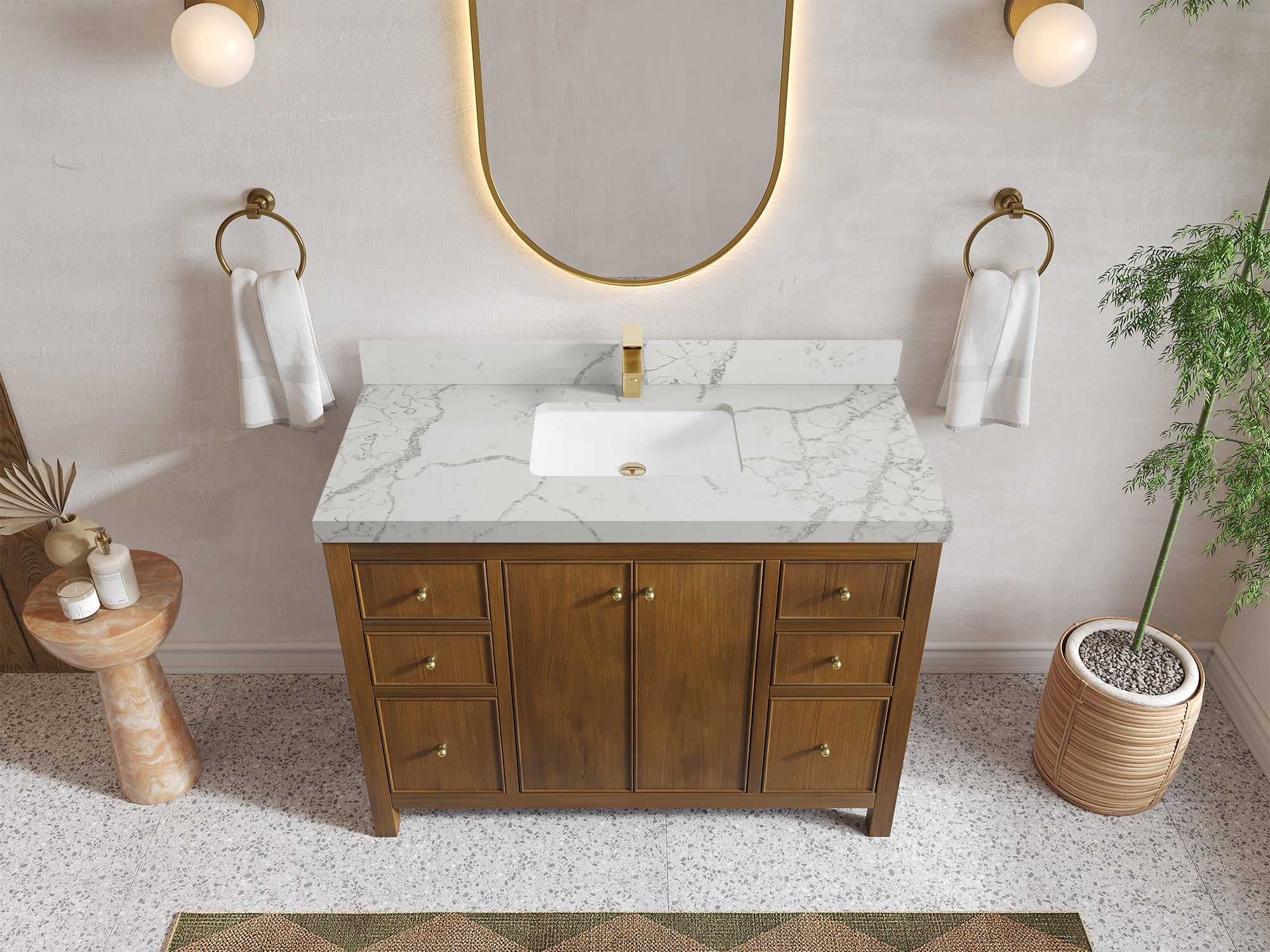 Chicago Teak 48 in. W x 22 in. D Single Sink Bathroom Vanity - Willow Bath and Vanity