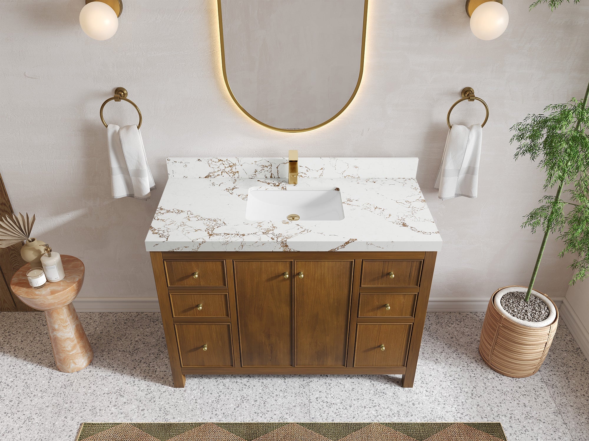Chicago Teak 48 in. W x 22 in. D Single Sink Bathroom Vanity - Willow Bath and Vanity