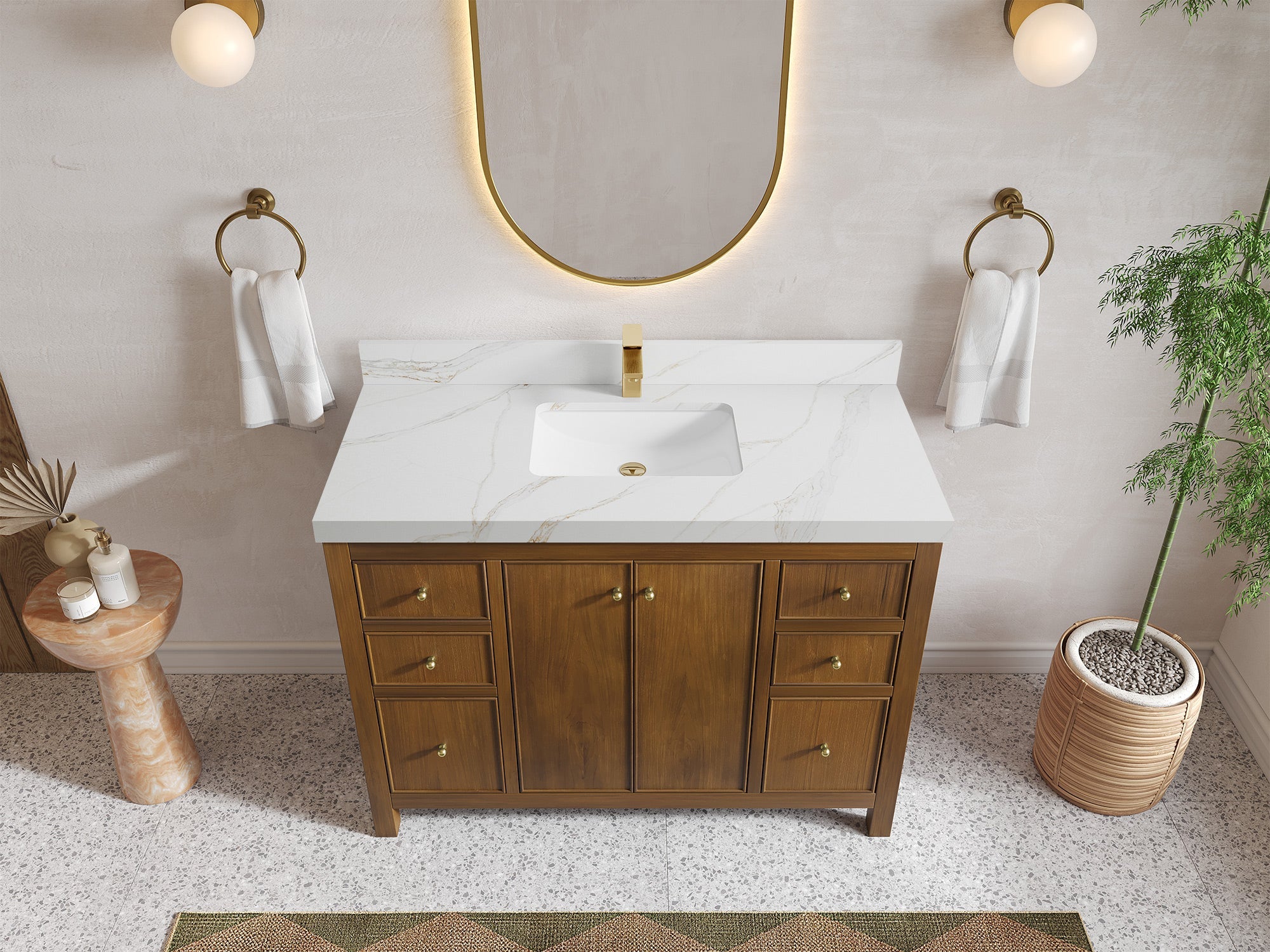 Chicago Teak 48 in. W x 22 in. D Single Sink Bathroom Vanity - Willow Bath and Vanity