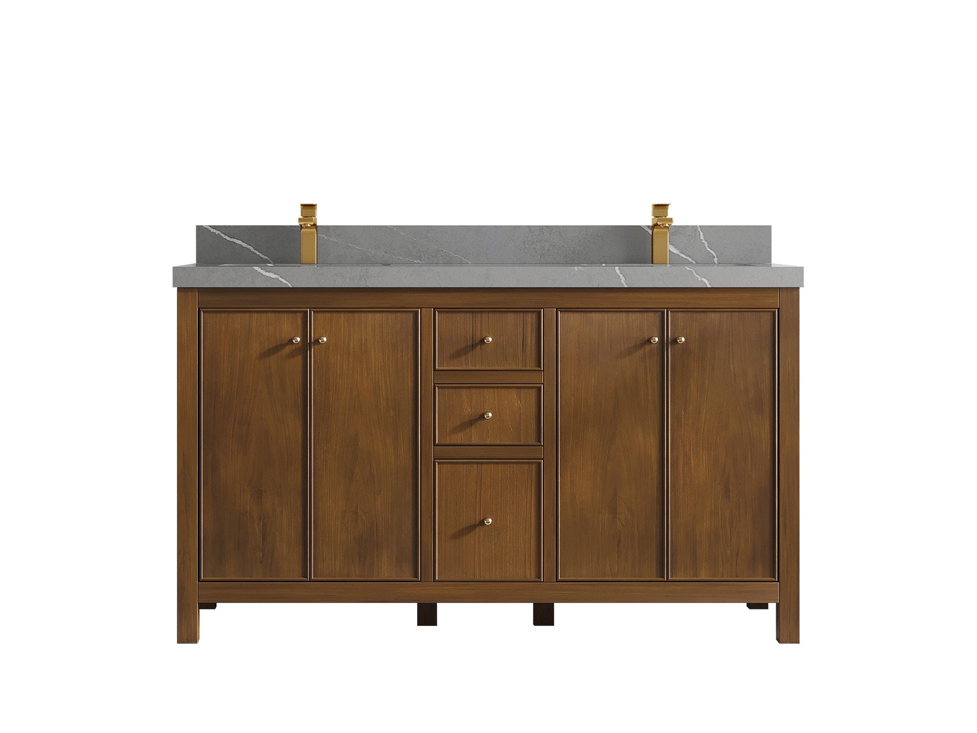 Chicago Teak 60 in. W x 22 in. D Double Sink Bathroom Vanity - Willow Bath and Vanity