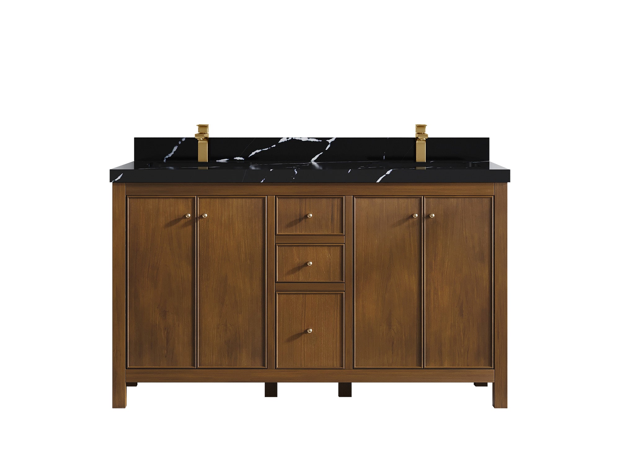 Chicago Teak 60 in. W x 22 in. D Double Sink Bathroom Vanity - Willow Bath and Vanity