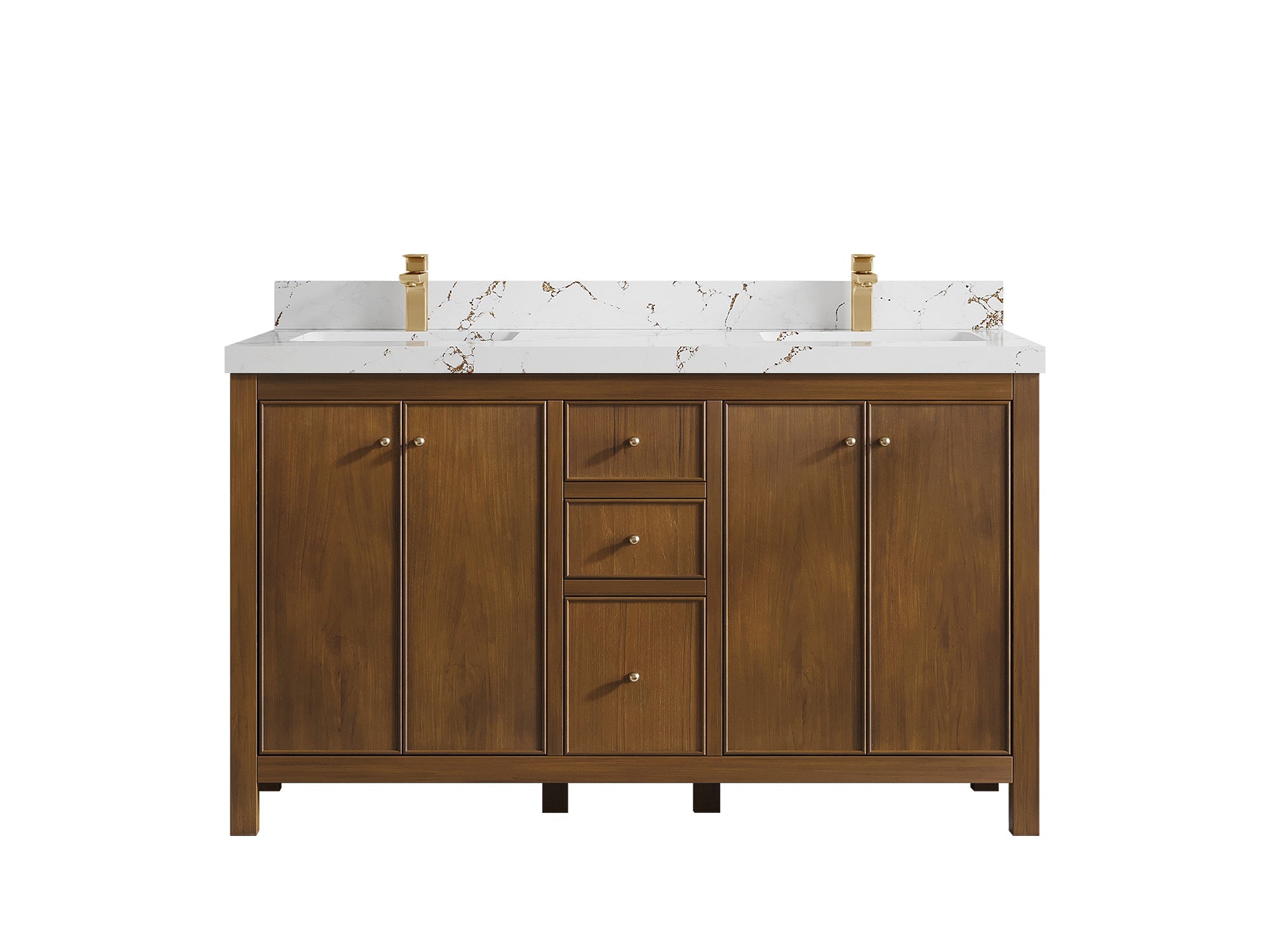 Chicago Teak 60 in. W x 22 in. D Double Sink Bathroom Vanity - Willow Bath and Vanity