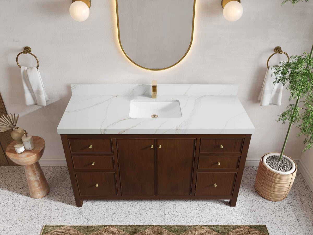 Chicago Teak 60 in. W x 22 in. D Single Sink Bathroom Vanity - Willow Bath and Vanity