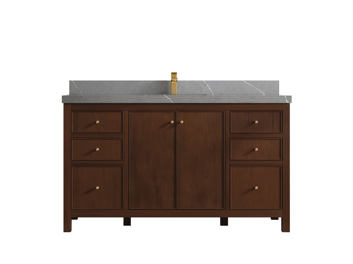 Chicago Teak 60 in. W x 22 in. D Single Sink Bathroom Vanity - Willow Bath and Vanity