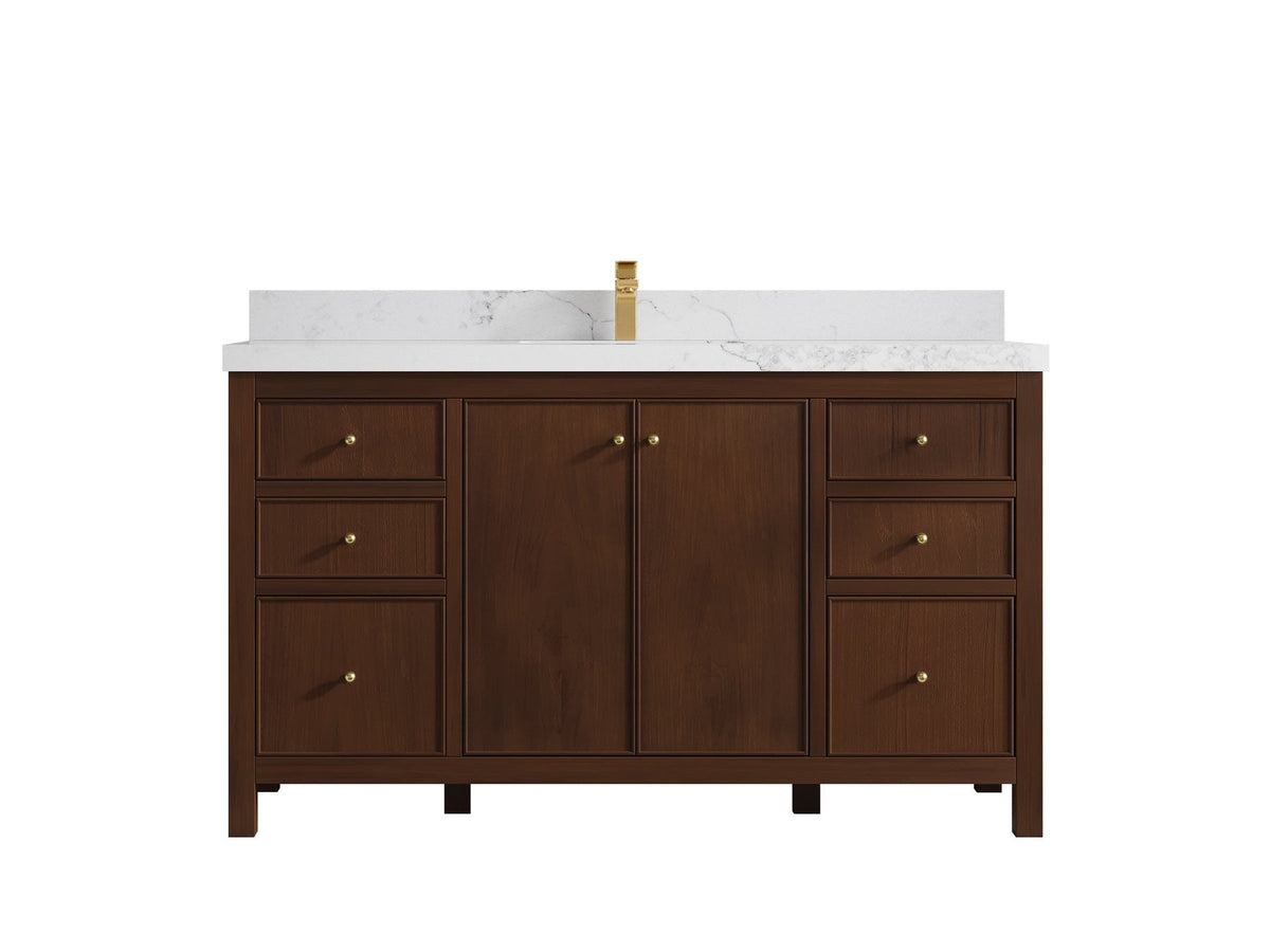 Chicago Teak 60 in. W x 22 in. D Single Sink Bathroom Vanity - Willow Bath and Vanity