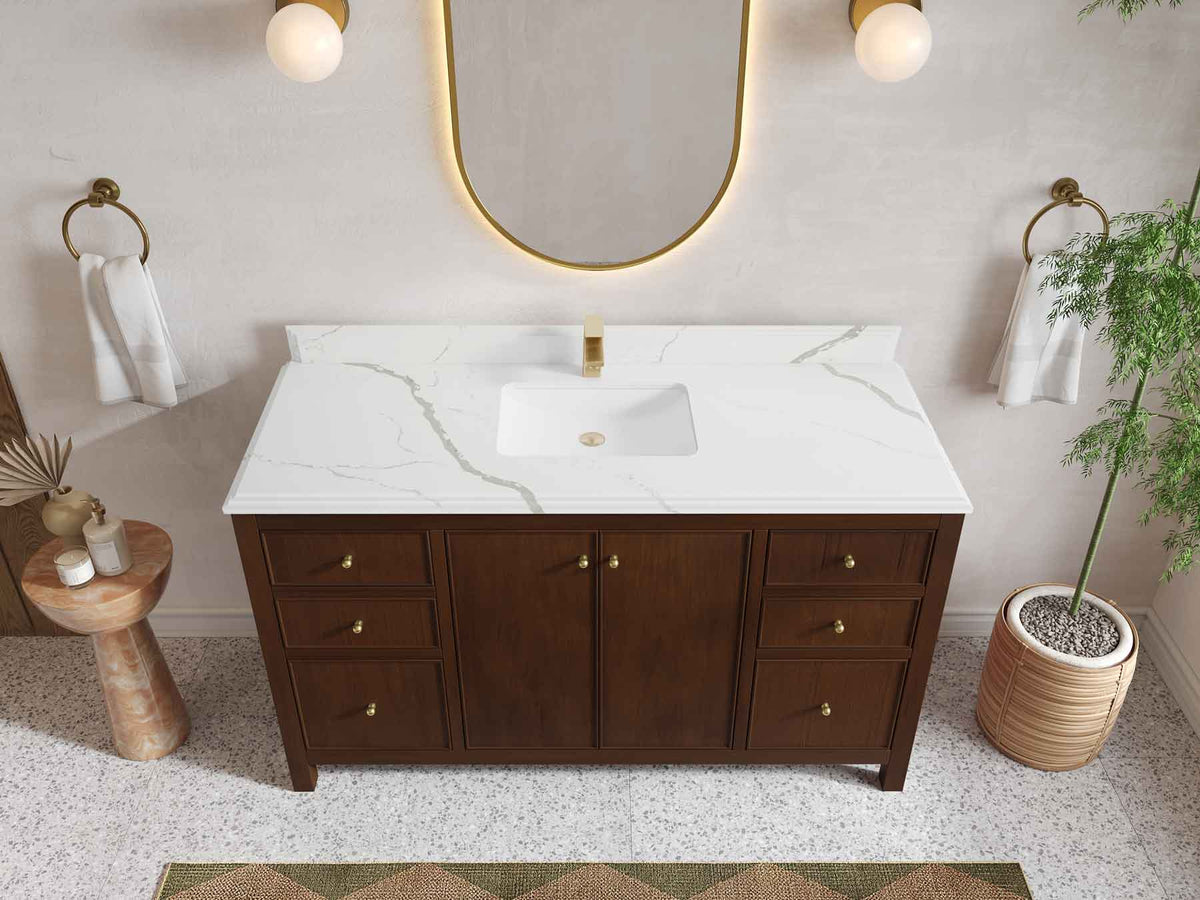 Chicago Teak 60 in. W x 22 in. D Single Sink Bathroom Vanity - Willow Bath and Vanity