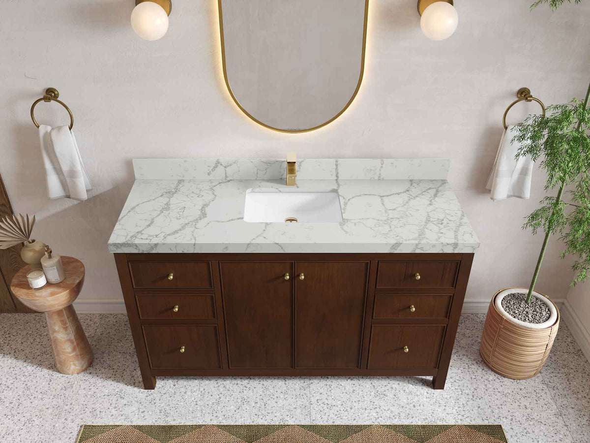 Chicago Teak 60 in. W x 22 in. D Single Sink Bathroom Vanity - Willow Bath and Vanity