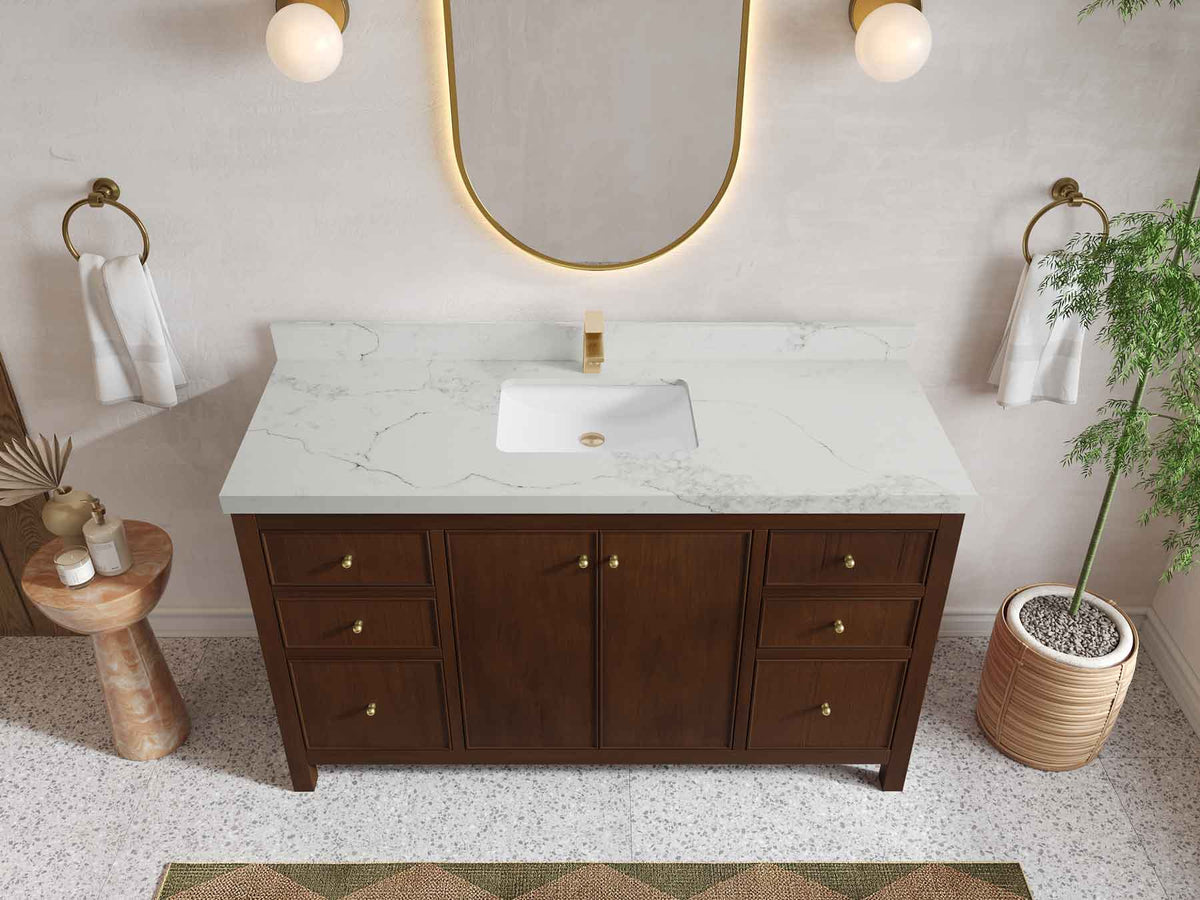 Chicago Teak 60 in. W x 22 in. D Single Sink Bathroom Vanity - Willow Bath and Vanity