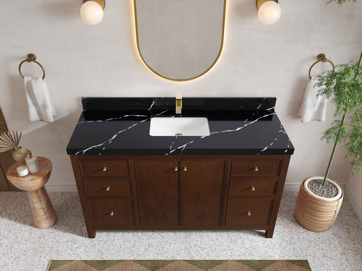 Chicago Teak 60 in. W x 22 in. D Single Sink Bathroom Vanity - Willow Bath and Vanity