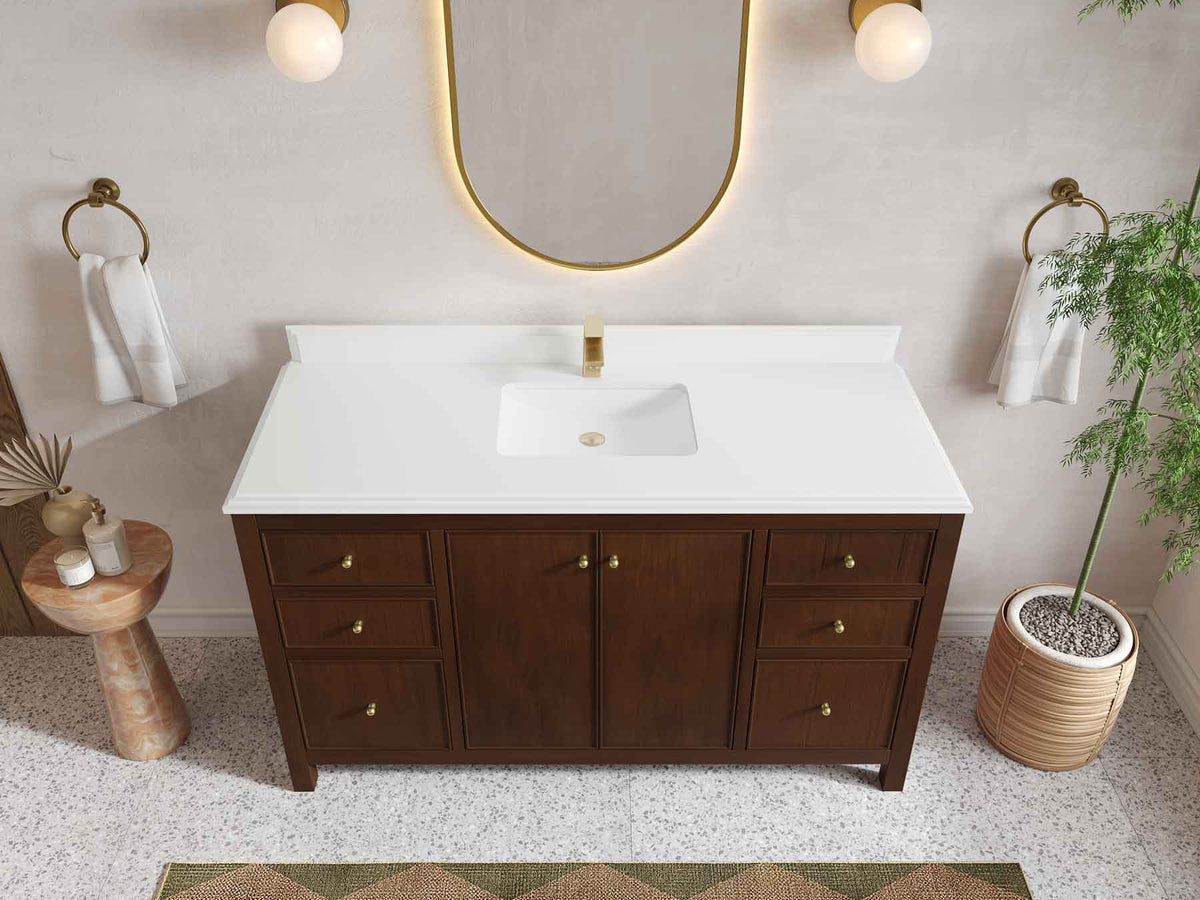 Chicago Teak 60 in. W x 22 in. D Single Sink Bathroom Vanity - Willow Bath and Vanity