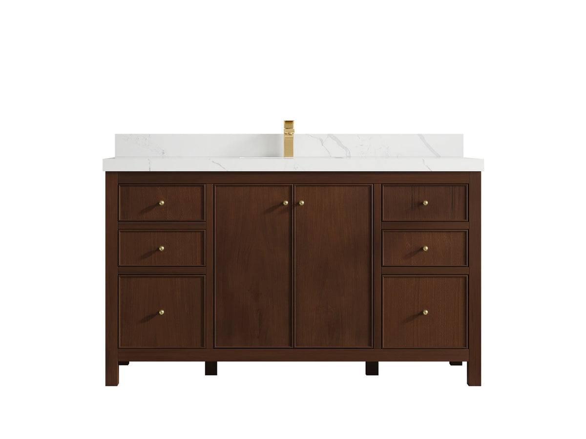 Chicago Teak 60 in. W x 22 in. D Single Sink Bathroom Vanity - Willow Bath and Vanity