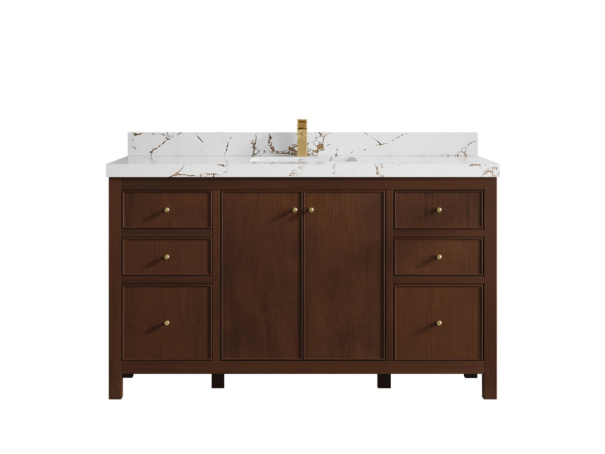 Chicago Teak 60 in. W x 22 in. D Single Sink Bathroom Vanity - Willow Bath and Vanity