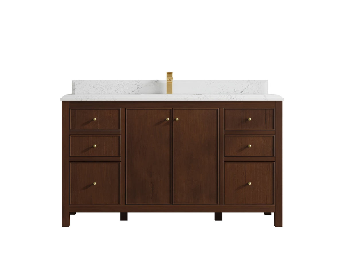 Chicago Teak 60 in. W x 22 in. D Single Sink Bathroom Vanity - Willow Bath and Vanity