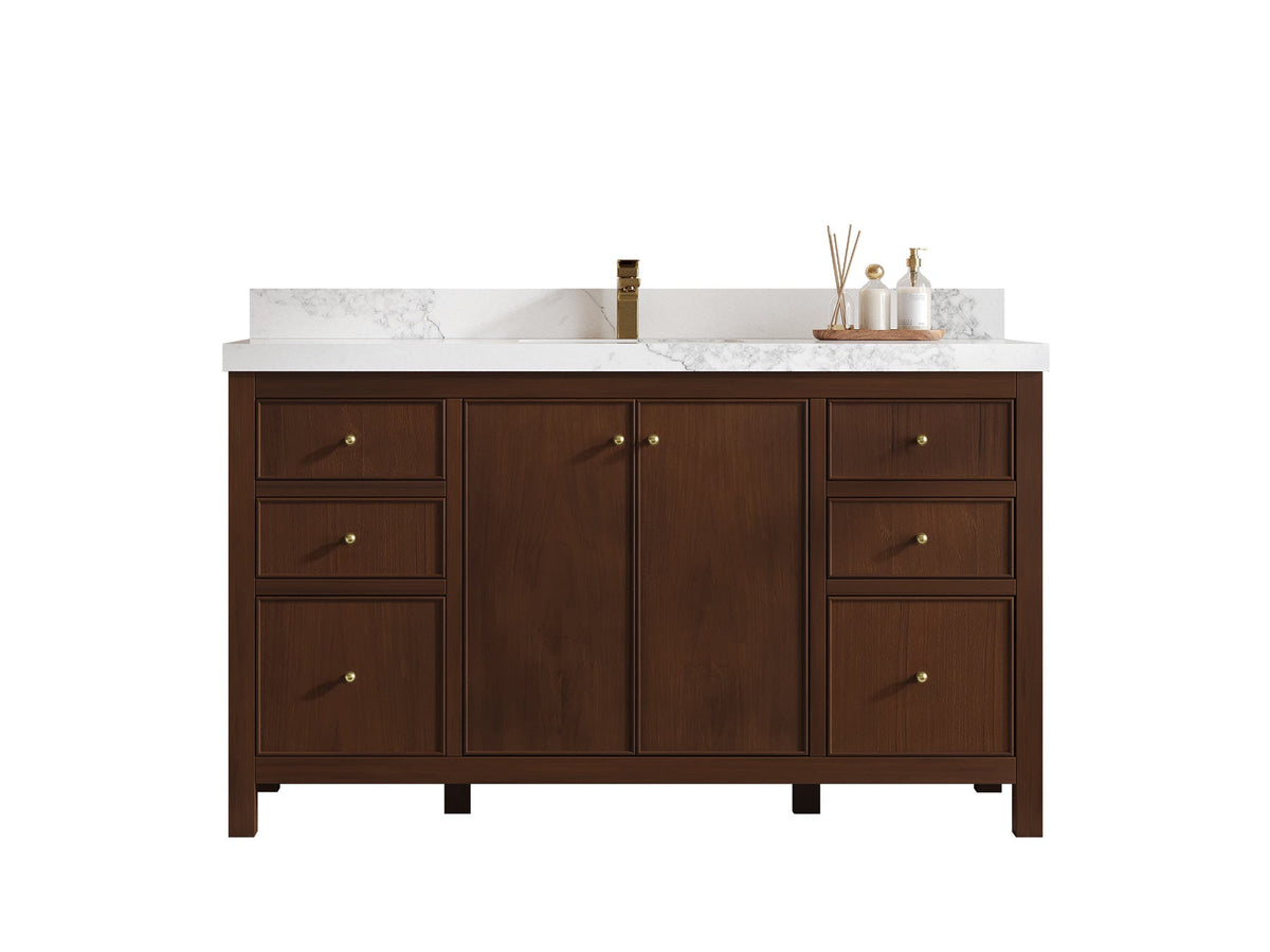 Chicago Teak 60 in. W x 22 in. D Single Sink Bathroom Vanity - Willow Bath and Vanity
