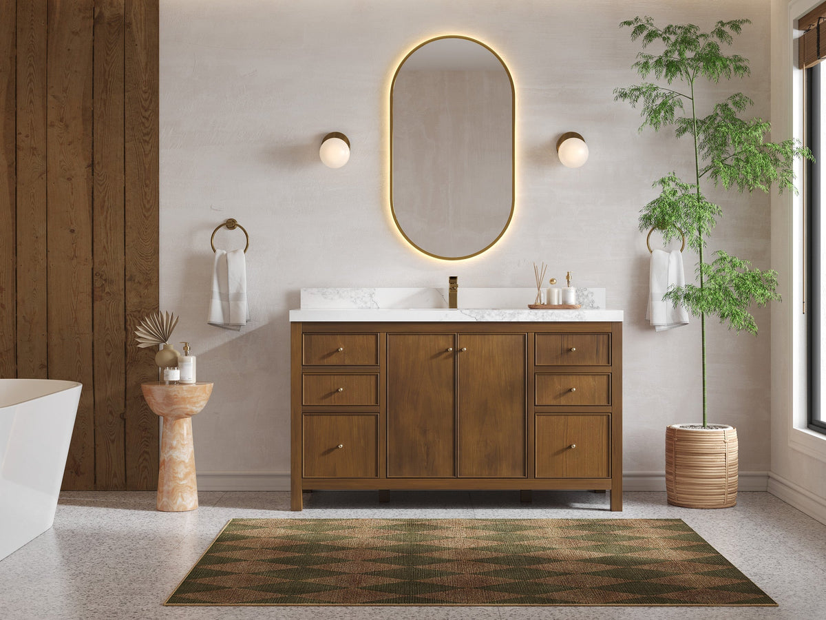 Chicago Teak 60 in. W x 22 in. D Single Sink Bathroom Vanity - Willow Bath and Vanity