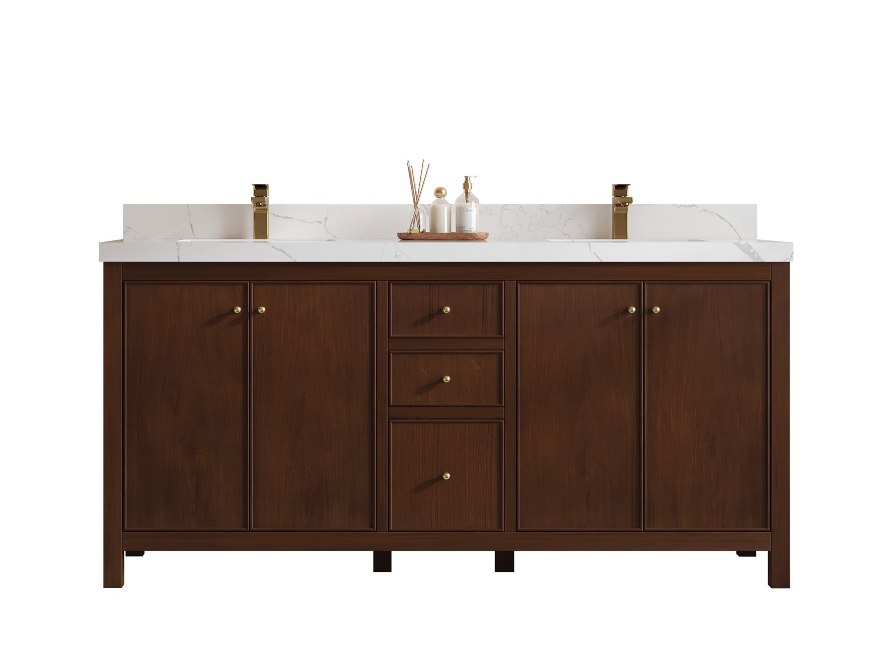 Chicago Teak 72 in. W x 22 in. D Double Sink Bathroom Vanity - Willow Bath and Vanity