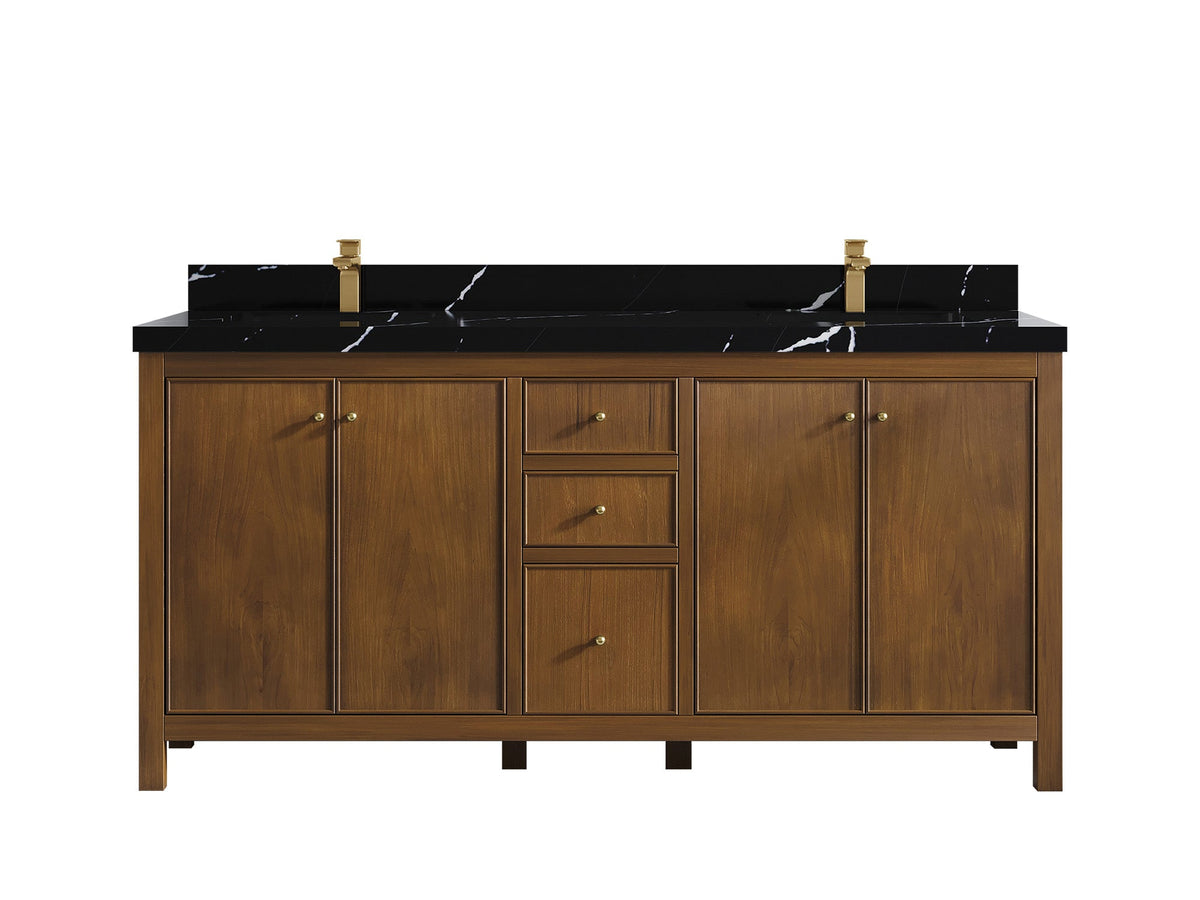 Chicago Teak 72 in. W x 22 in. D Double Sink Bathroom Vanity - Willow Bath and Vanity