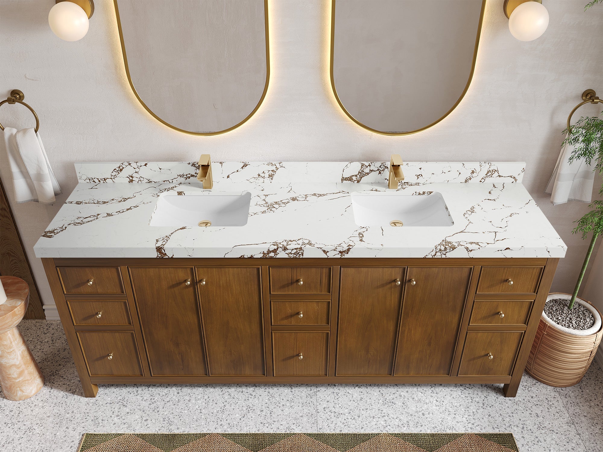 Chicago Teak 84 in. W x 22 in. D Double Sink Bathroom Vanity - Willow Bath and Vanity