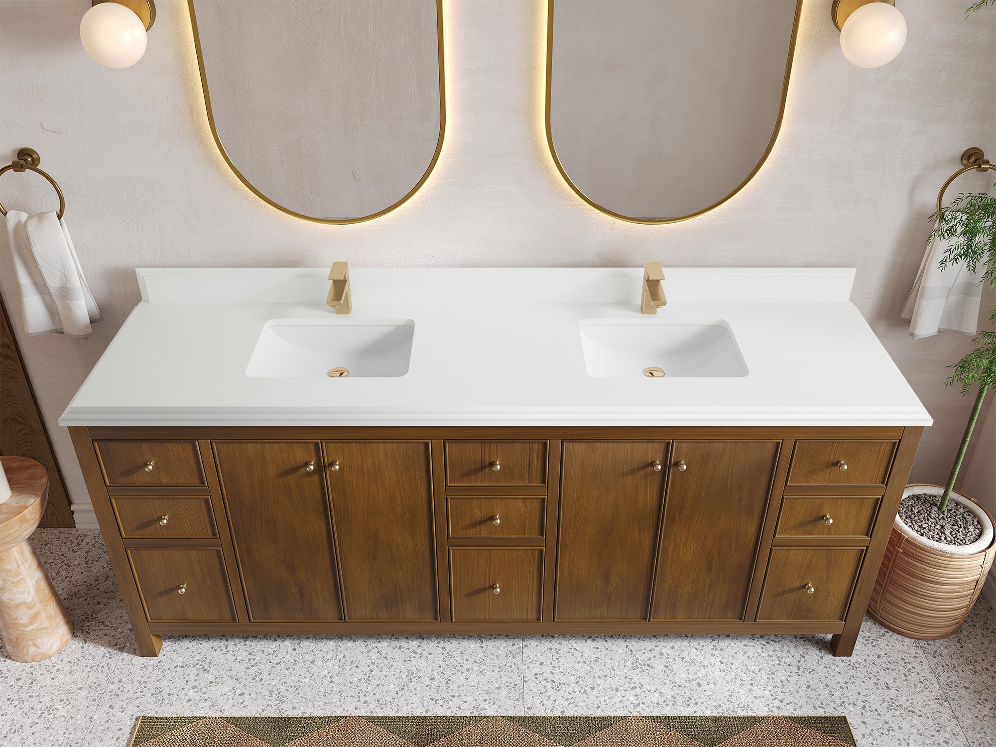 Chicago Teak 84 in. W x 22 in. D Double Sink Bathroom Vanity - Willow Bath and Vanity