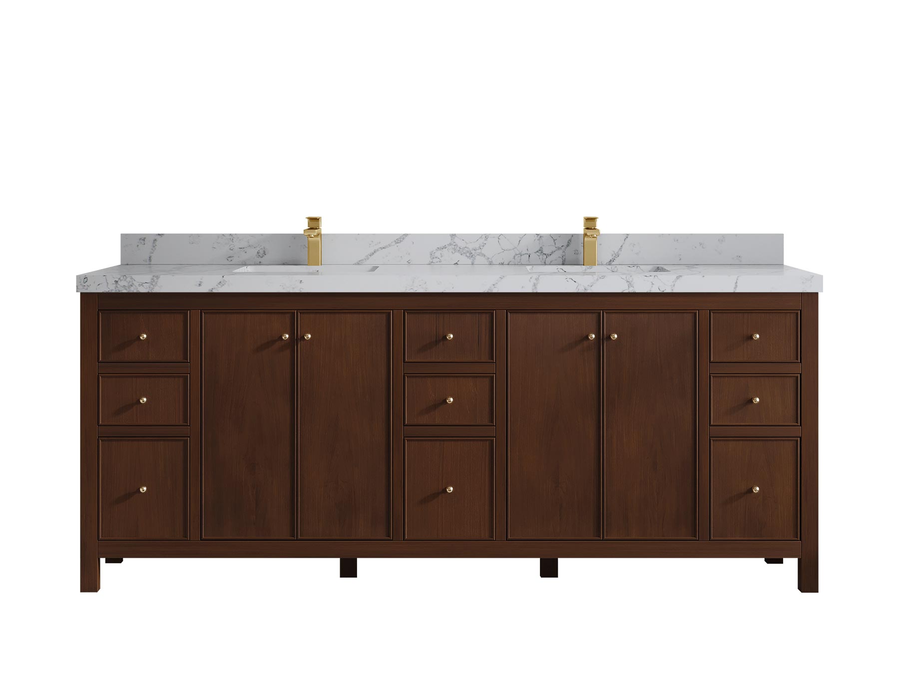 Chicago Teak 84 in. W x 22 in. D Double Sink Bathroom Vanity (Walnut) - Willow Bath and Vanity