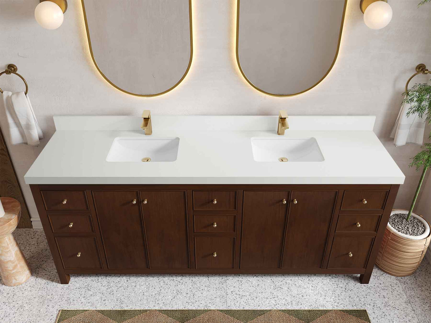 Chicago Teak 84 in. W x 22 in. D Double Sink Bathroom Vanity