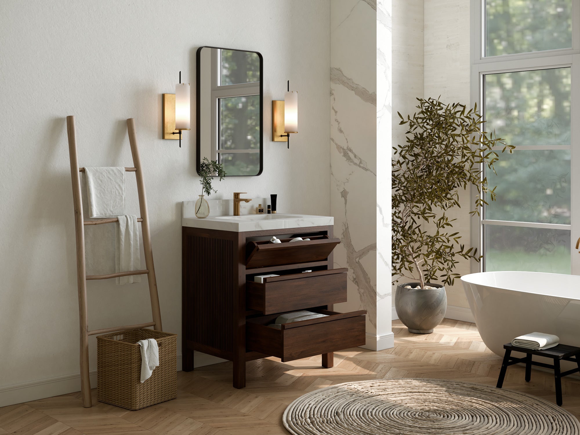 Elizabeth Teak Wood 30 in. W x 22 in. D Single Sink Bathroom Vanity - Willow Bath and Vanity