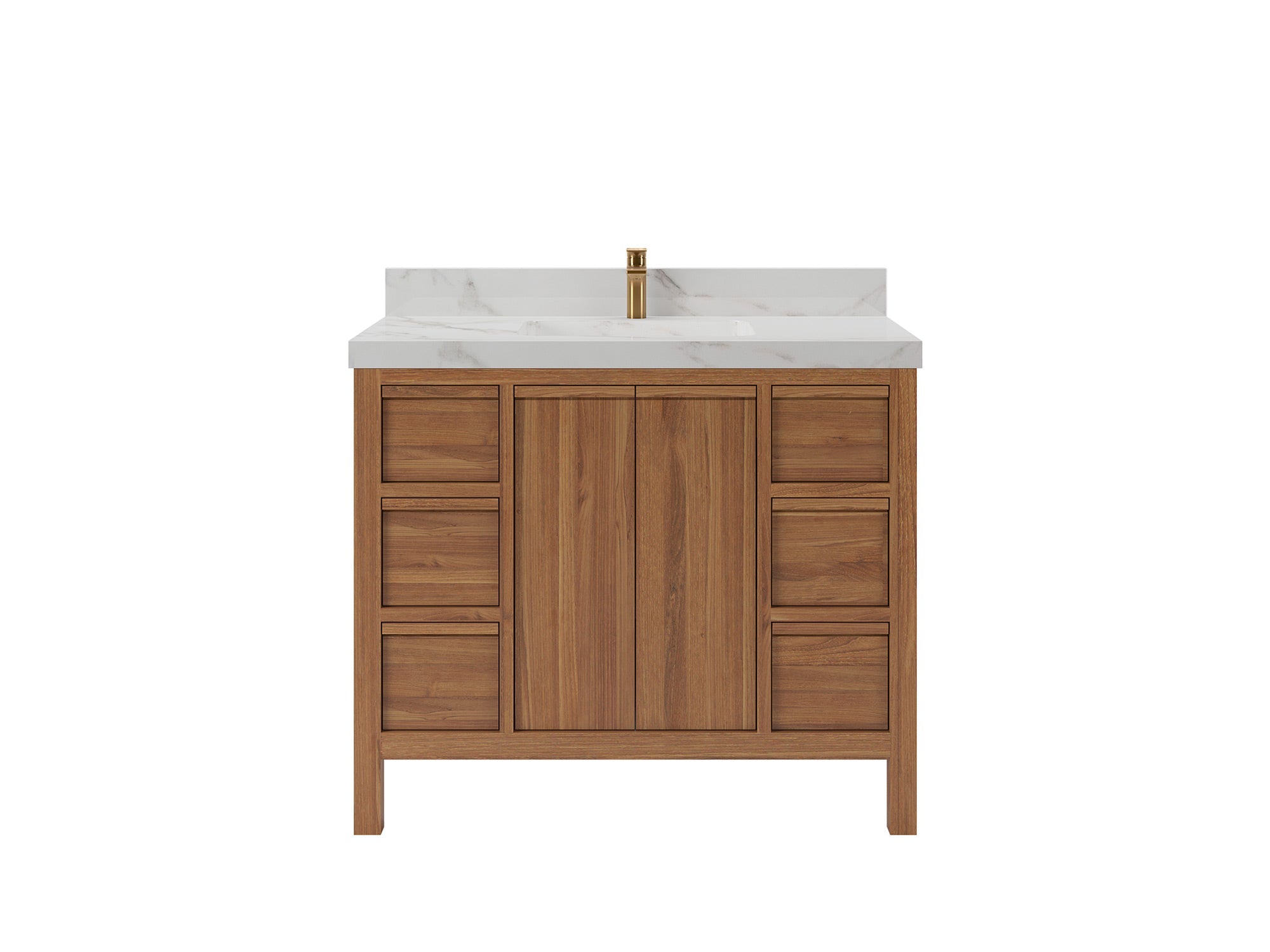 Elizabeth Teak Wood 42 in. W x 22 in. D Single Sink Bathroom Vanity - Willow Bath and Vanity