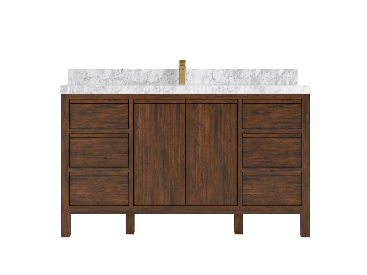 Elizabeth Teak Wood 60 in. W x 22 in. D Single Sink Bathroom Vanity - Willow Bath and Vanity