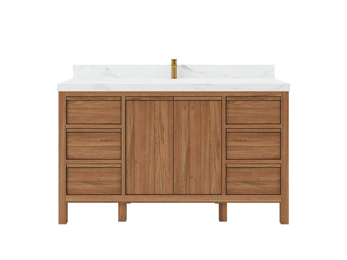 Elizabeth Teak Wood 60 in. W x 22 in. D Single Sink Bathroom Vanity - Willow Bath and Vanity