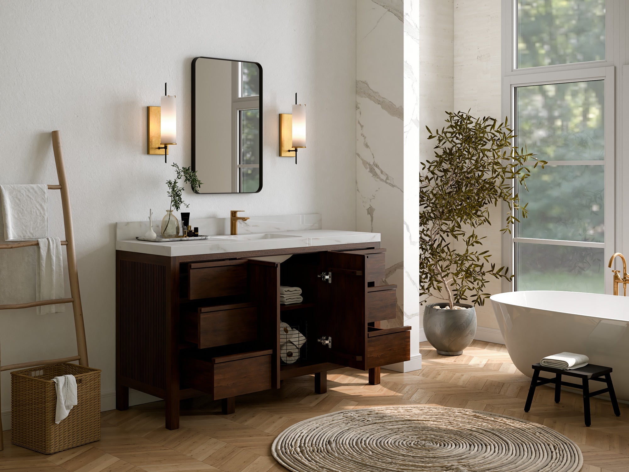 Elizabeth Teak Wood 60 in. W x 22 in. D Single Sink Bathroom Vanity - Willow Bath and Vanity