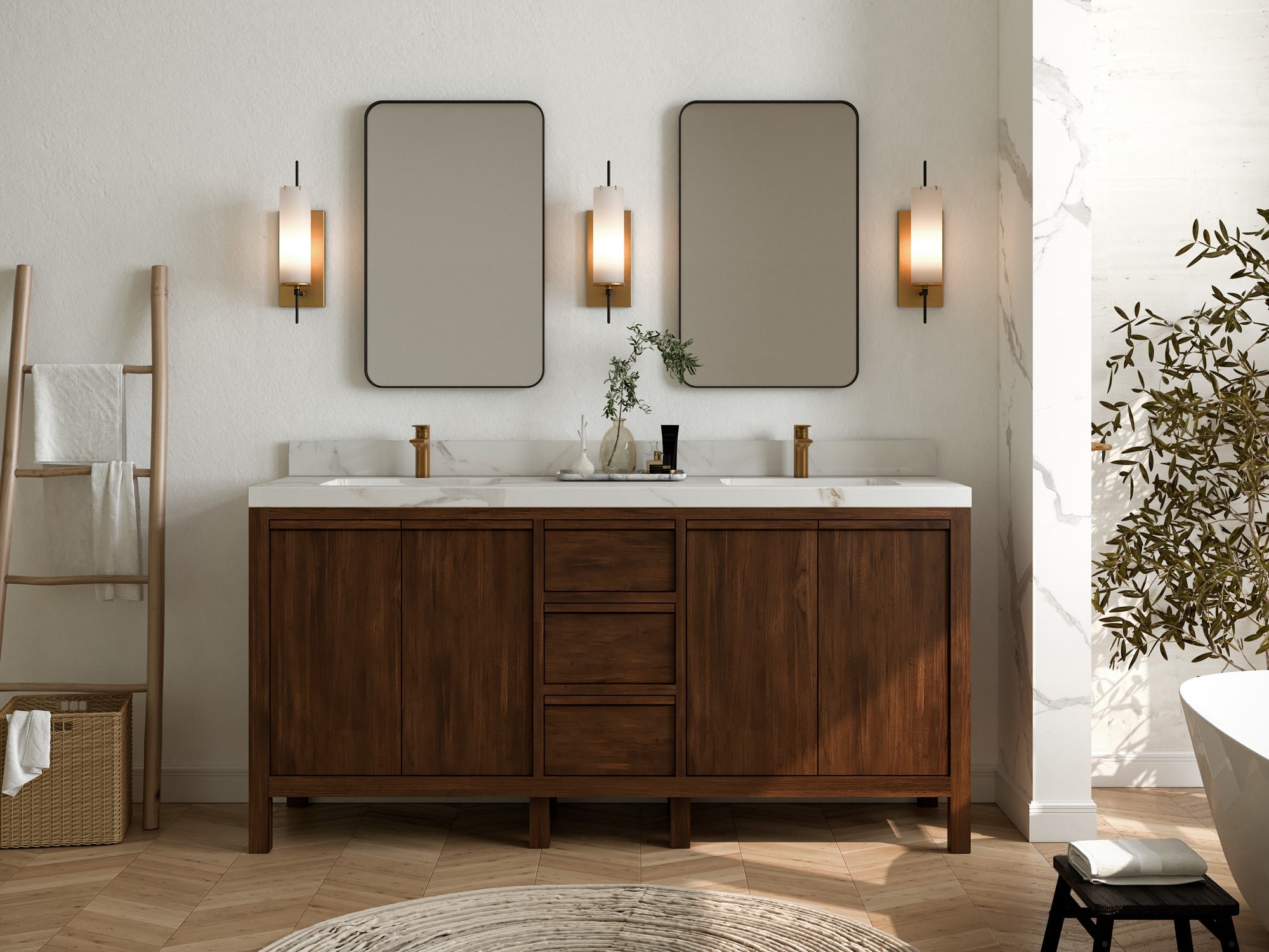 Elizabeth Teak Wood 72 in. W x 22 in. D Double Sink Bathroom Vanity - Willow Bath and Vanity