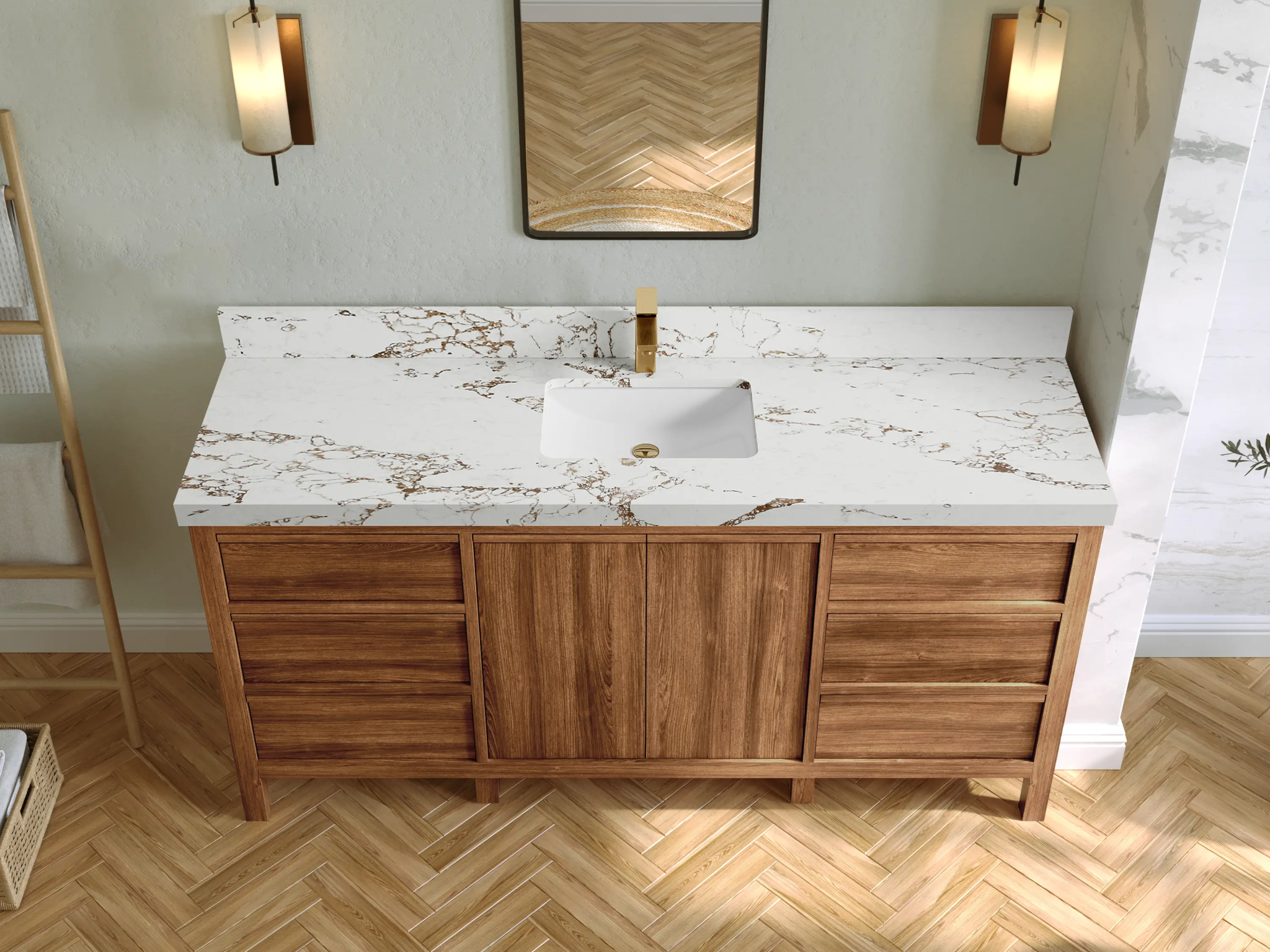 Elizabeth Teak Wood 72 in. W x 22 in. D Single Sink Bathroom Vanity - Willow Bath and Vanity