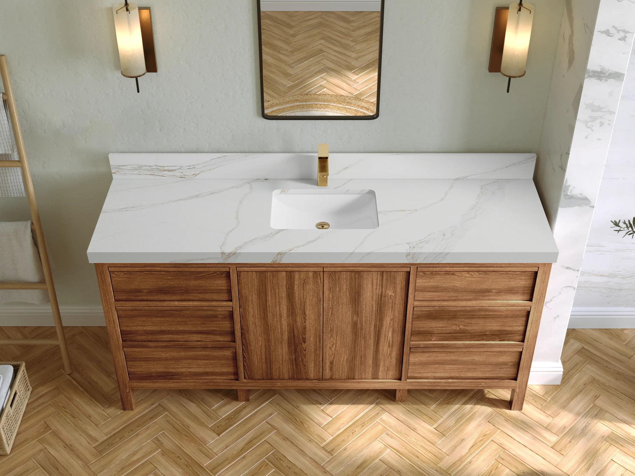 Elizabeth Teak Wood 72 in. W x 22 in. D Single Sink Bathroom Vanity - Willow Bath and Vanity