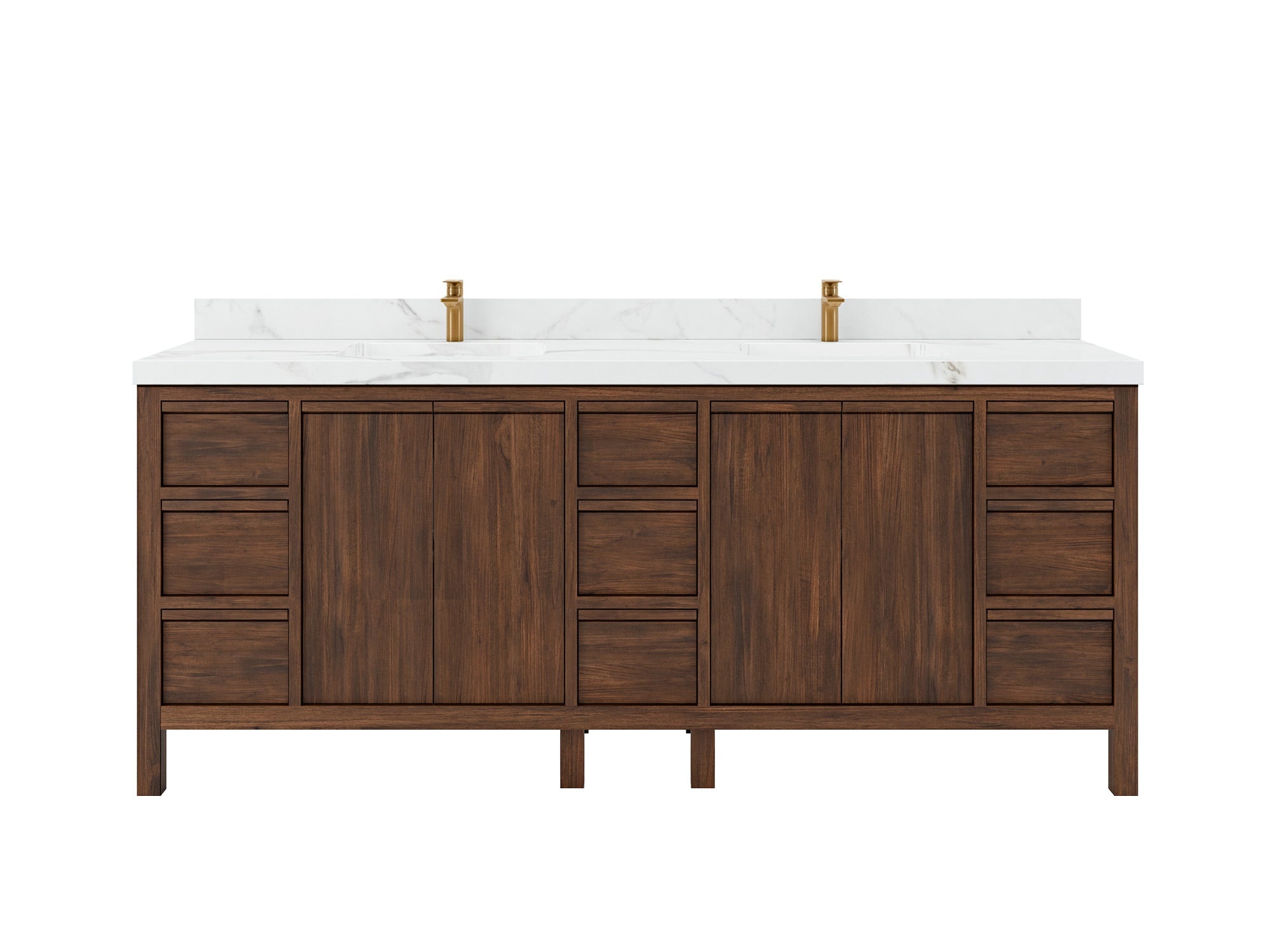 Elizabeth Teak Wood 84 in. W x 22 in. D Double Sink Bathroom Vanity - Willow Bath and Vanity