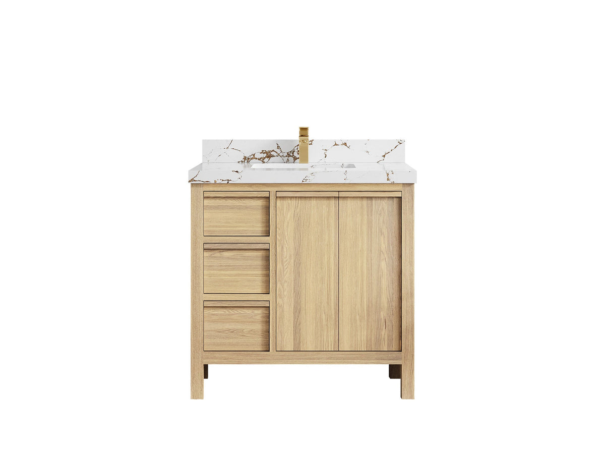Elizabeth White Oak 36 in. W x 22 in. D Center Sink Bathroom Vanity - Willow Bath and Vanity