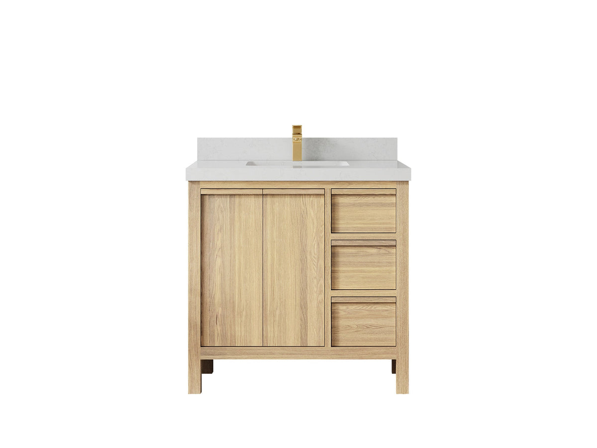Elizabeth White Oak 36 in. W x 22 in. D Center Sink Bathroom Vanity - Willow Bath and Vanity