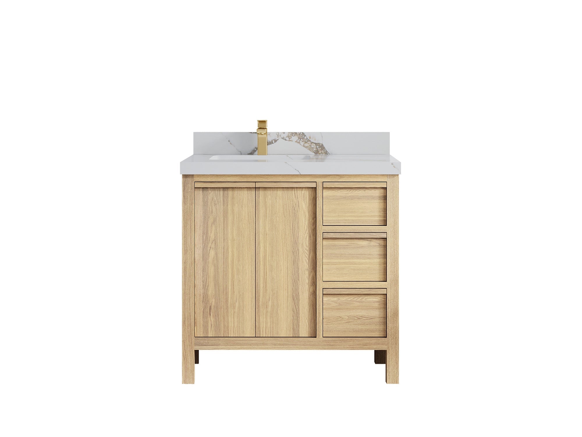 Elizabeth White Oak 36 in. W x 22 in. D Left Offset Sink Bathroom Vanity - Willow Bath and Vanity
