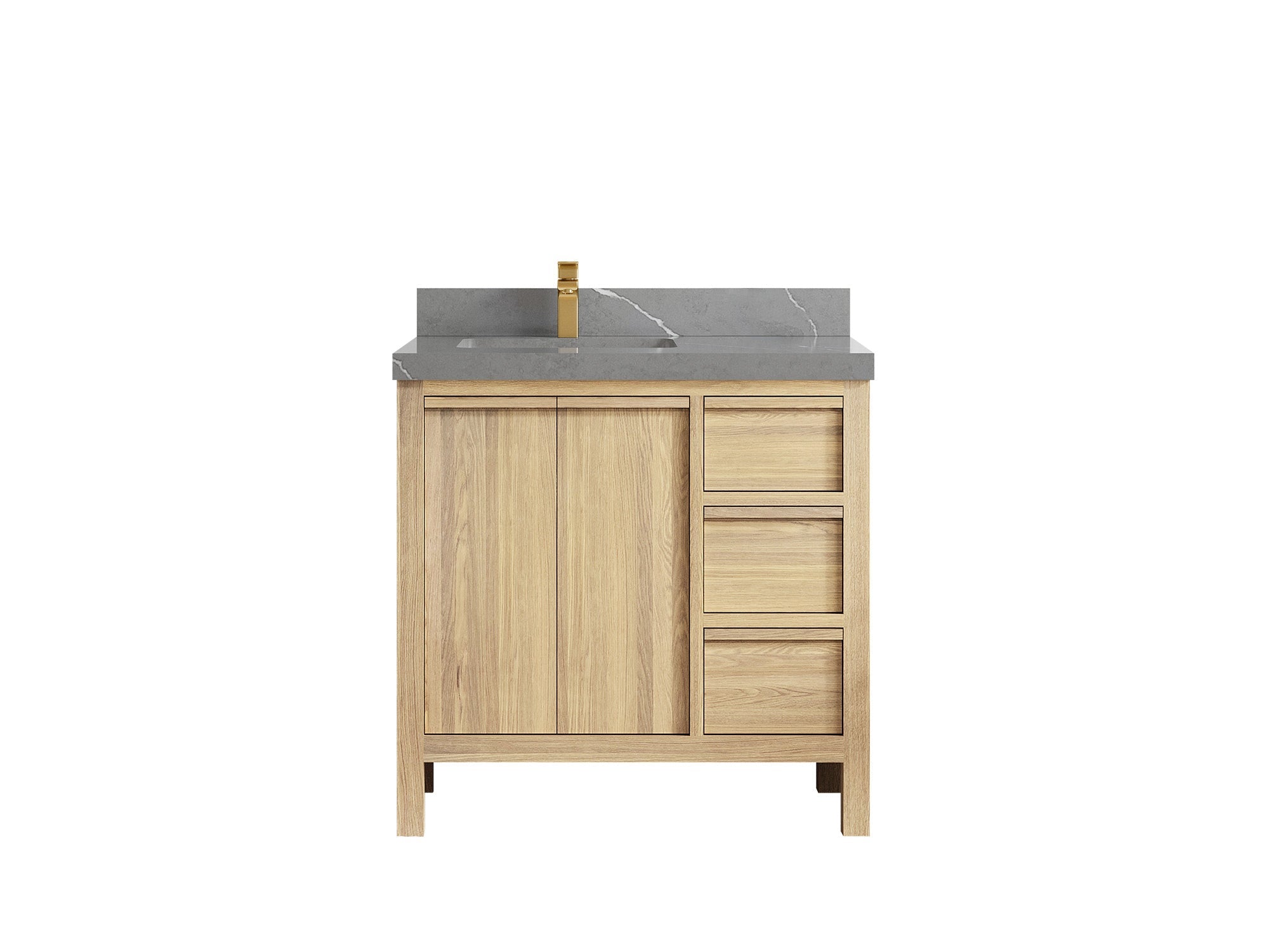Elizabeth White Oak 36 in. W x 22 in. D Left Offset Sink Bathroom Vanity - Willow Bath and Vanity