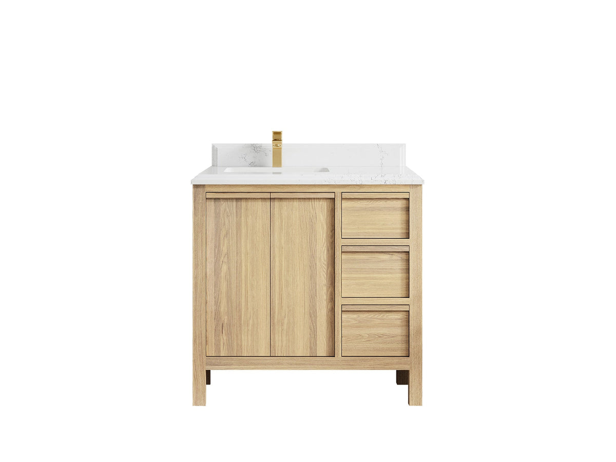 Elizabeth White Oak 36 in. W x 22 in. D Left Offset Sink Bathroom Vanity - Willow Bath and Vanity