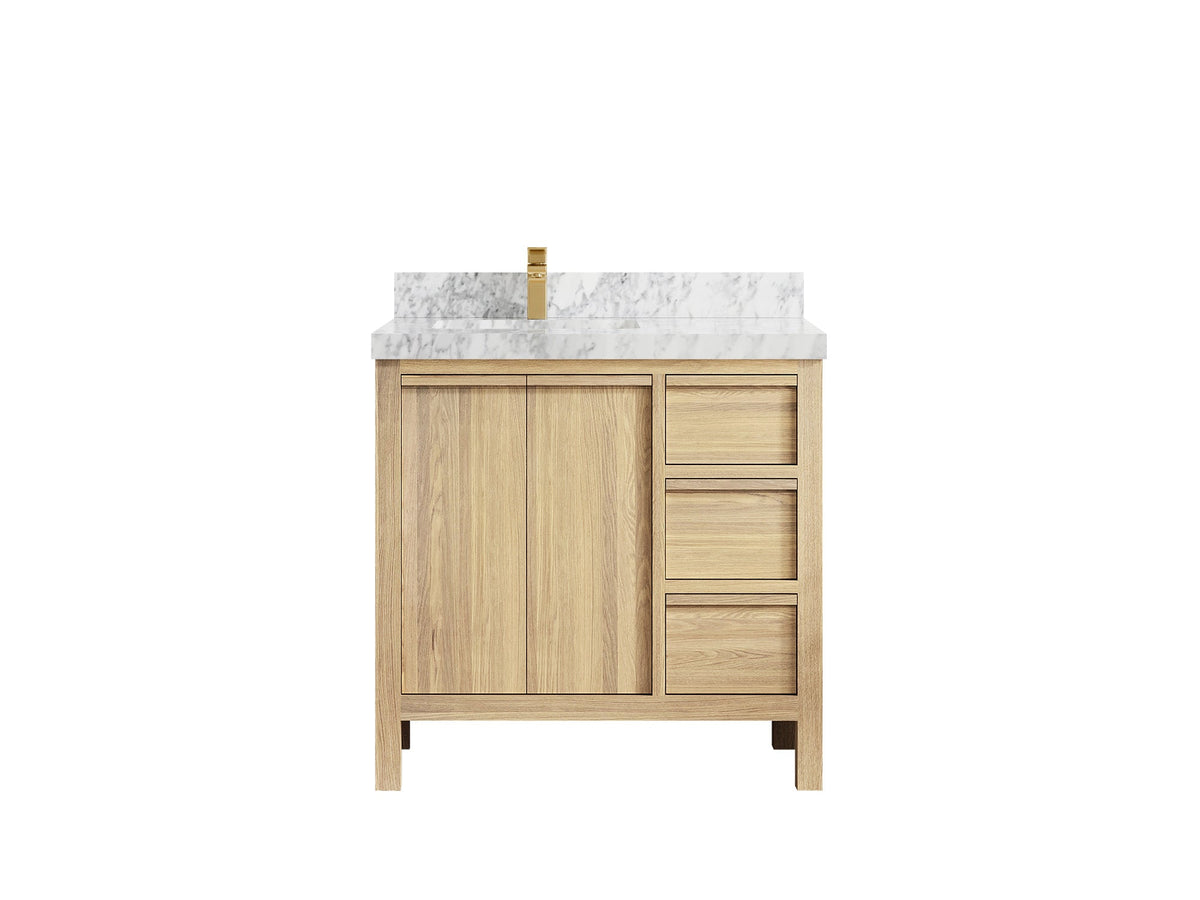 Elizabeth White Oak 36 in. W x 22 in. D Left Offset Sink Bathroom Vanity - Willow Bath and Vanity