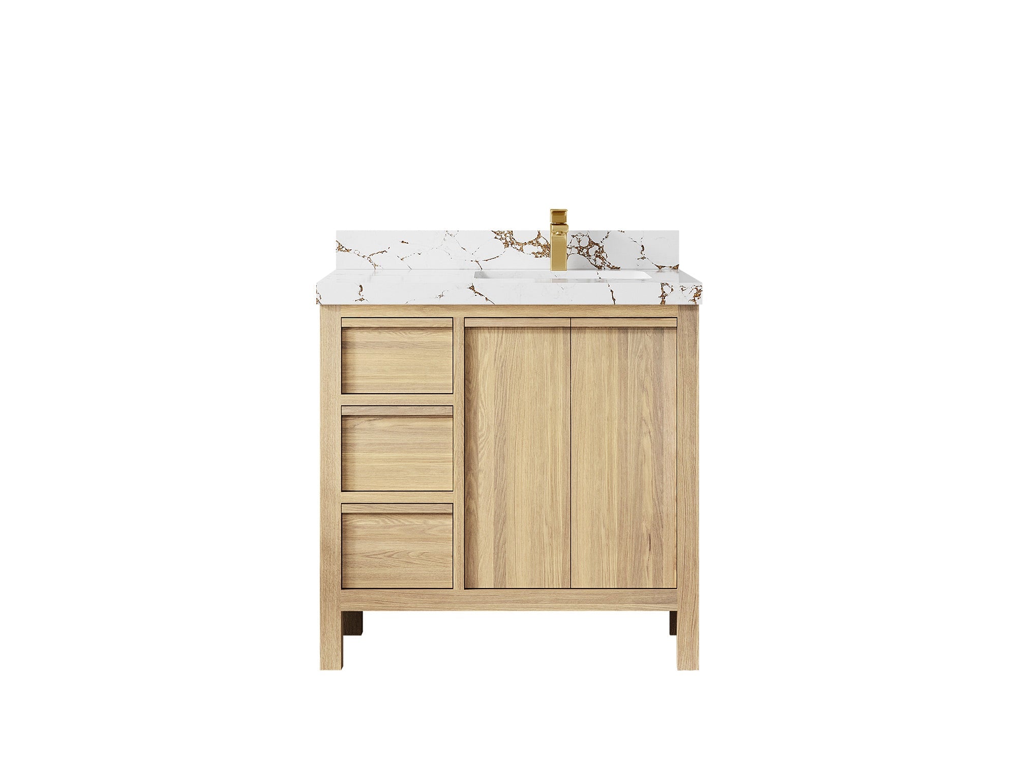 Elizabeth White Oak 36 in. W x 22 in. D Right Offset Sink Bathroom Vanity - Willow Bath and Vanity