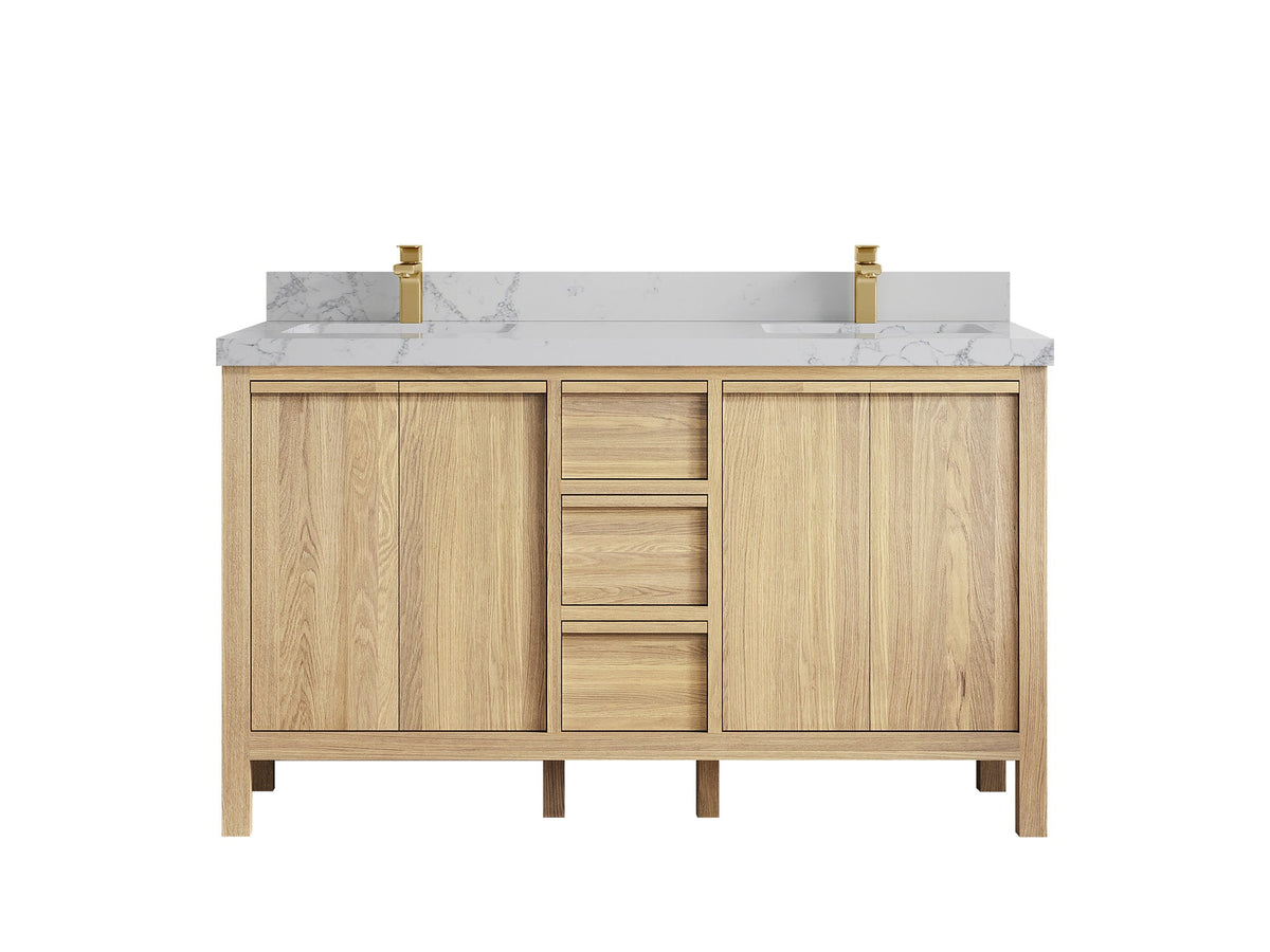 Elizabeth White Oak 60 in. W x 22 in. D Double Sink Bathroom Vanity - Willow Bath and Vanity