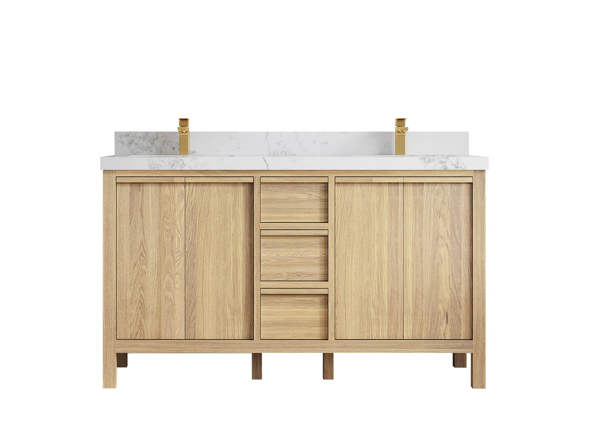 Elizabeth White Oak 60 in. W x 22 in. D Double Sink Bathroom Vanity - Willow Bath and Vanity