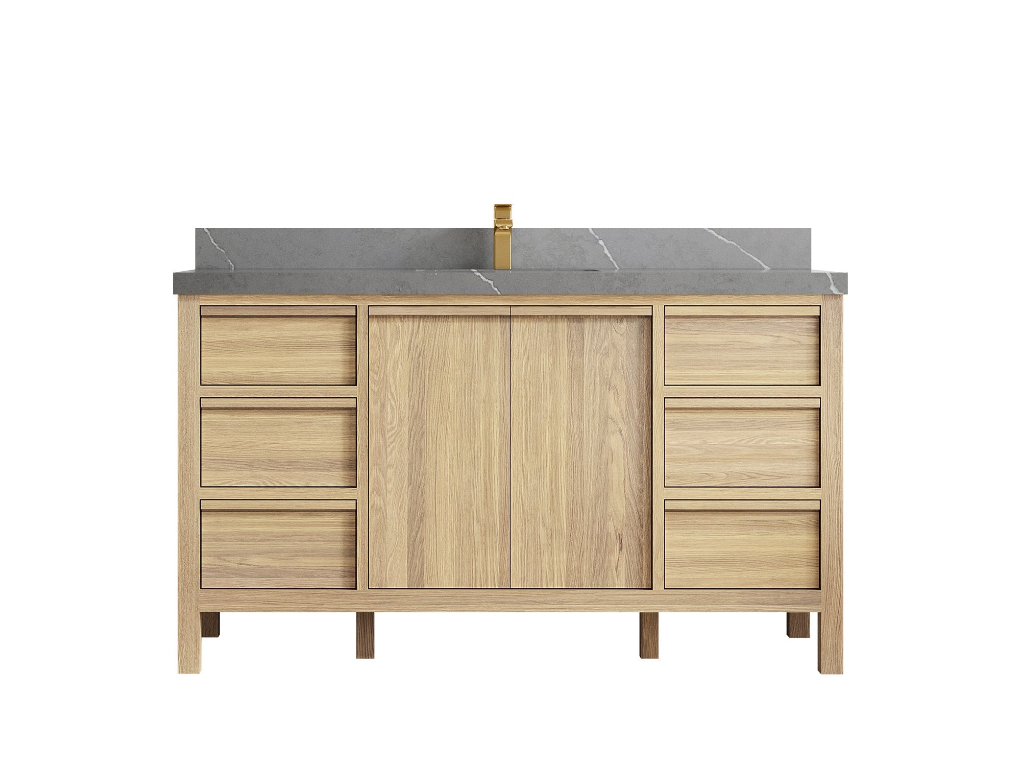 Elizabeth White Oak 60 in. W x 22 in. D Single Sink Bathroom Vanity - Willow Bath and Vanity