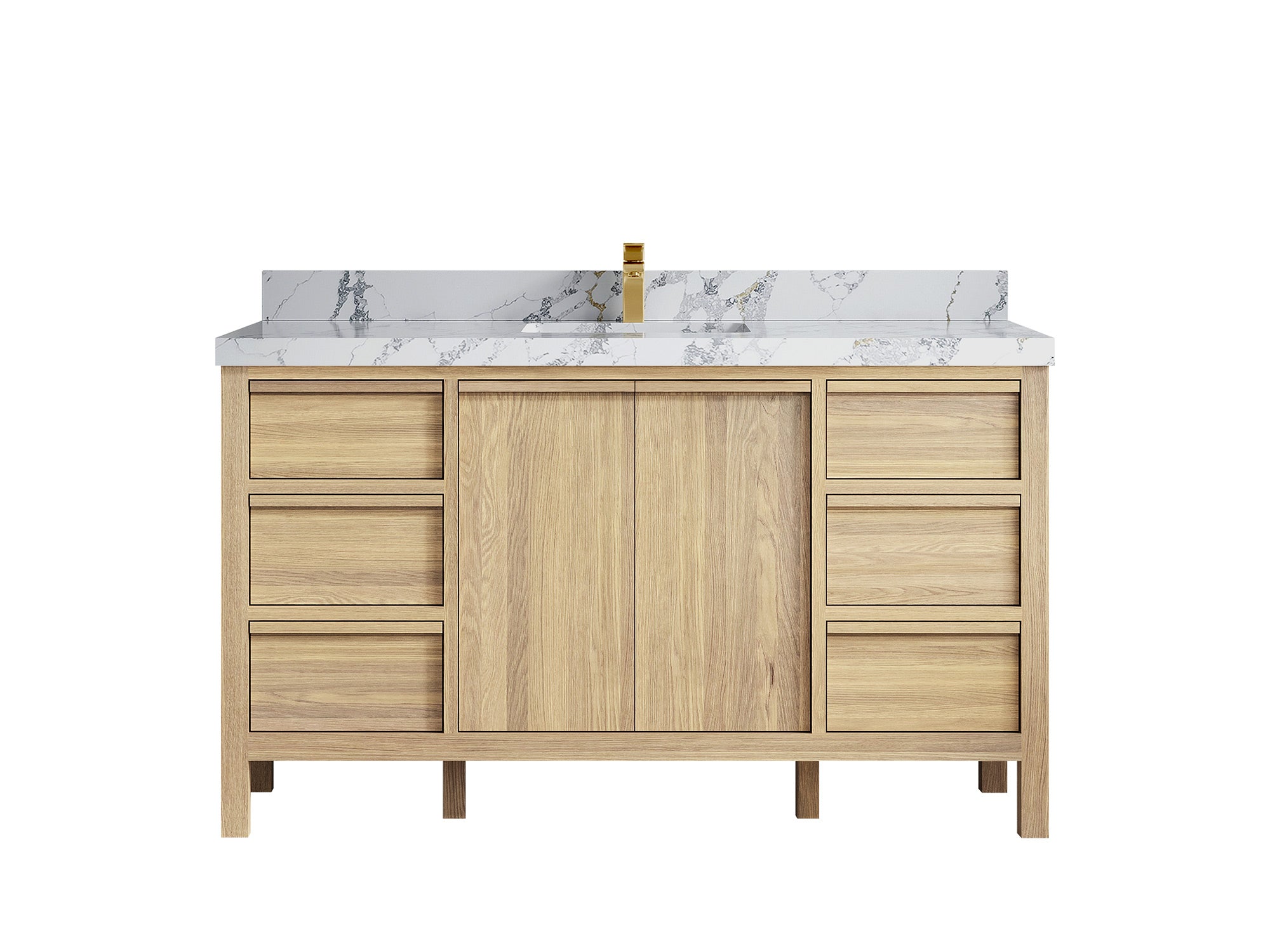 Elizabeth White Oak 60 in. W x 22 in. D Single Sink Bathroom Vanity - Willow Bath and Vanity